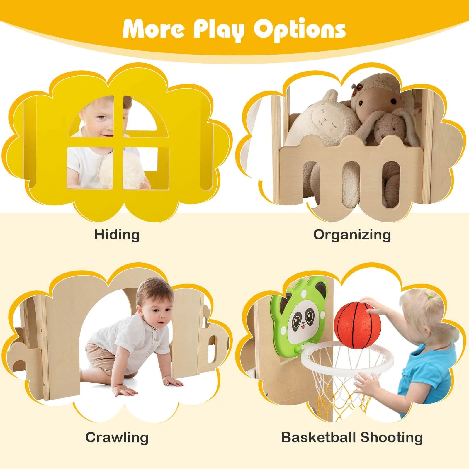 7-in-1 Wooden Playground Slide Set for Toddlers with Ladder and Extended Aisle