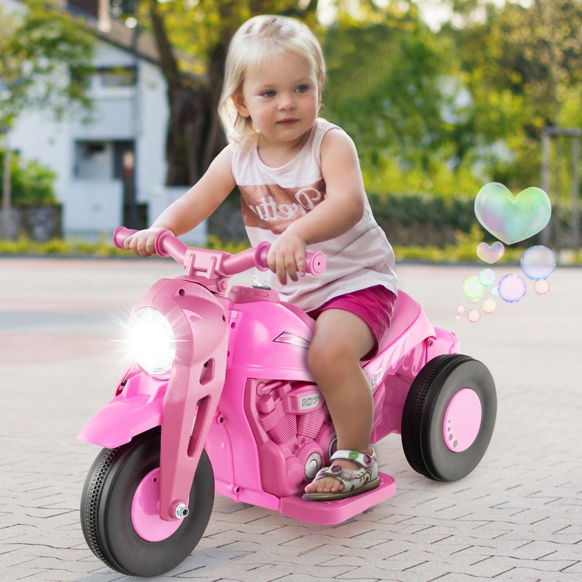 6V Electric Kids Ride-On Motorcycle with Bubble Maker