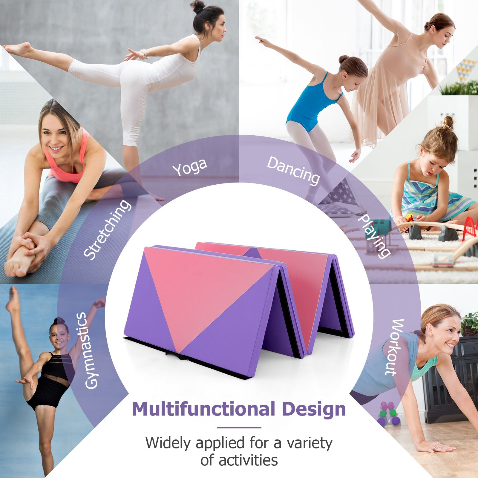 240 cm PU Leather Folding Gymnastics Mat