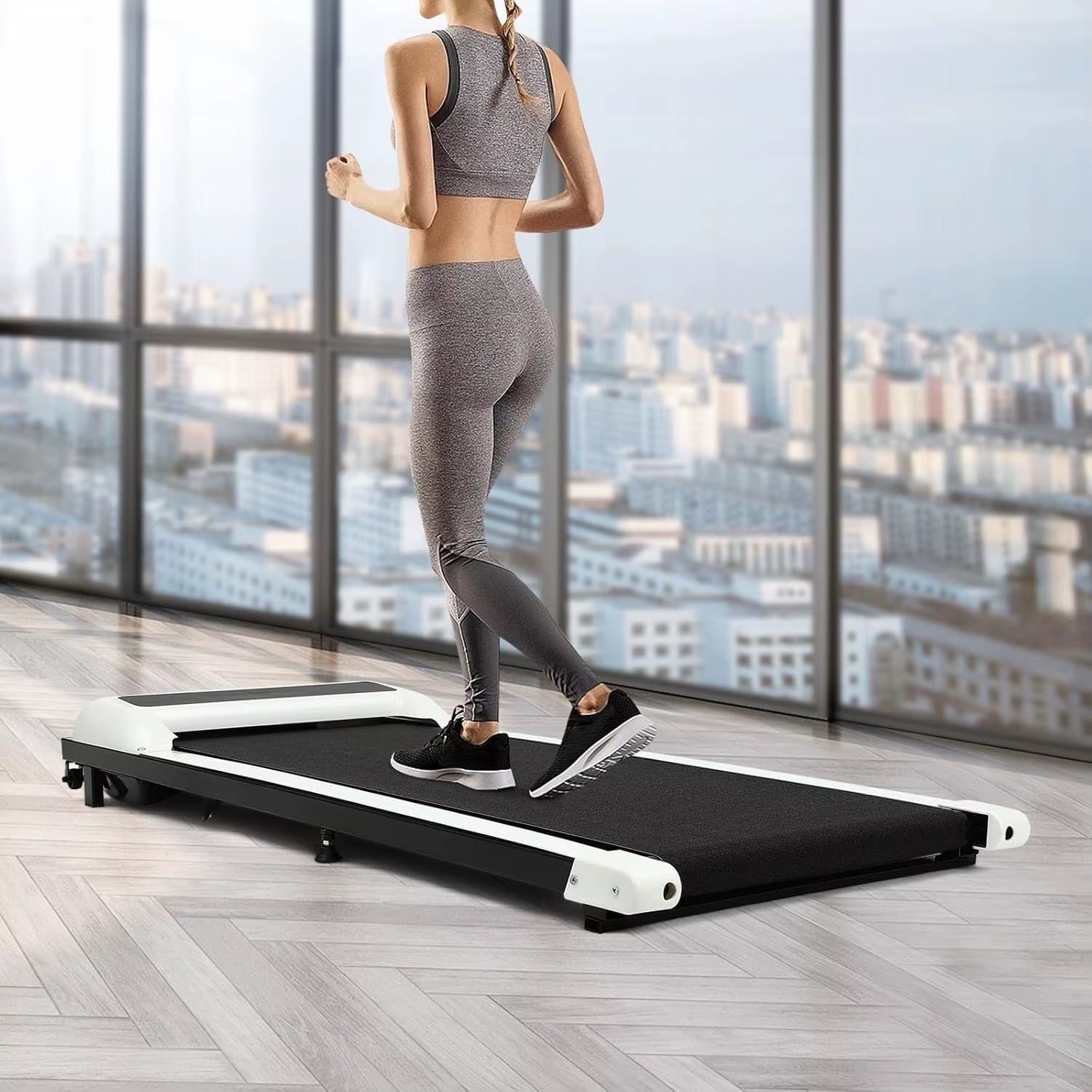 Walking Pad Treadmill, 1.5HP Running Machine, Max. Load-Bearing Capacity 150 Kg, Remote Control and LED Display for Home, Office