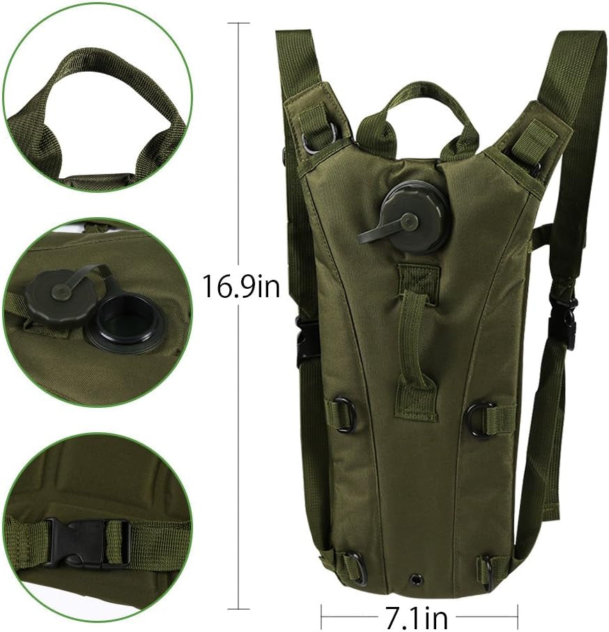 Hydration Backpack with 3L Water Bladder – Lightweight Outdoor Water Bag for Cycling, Running, Hiking, Camping & Climbing | Tactical 600D Oxford Water Pack