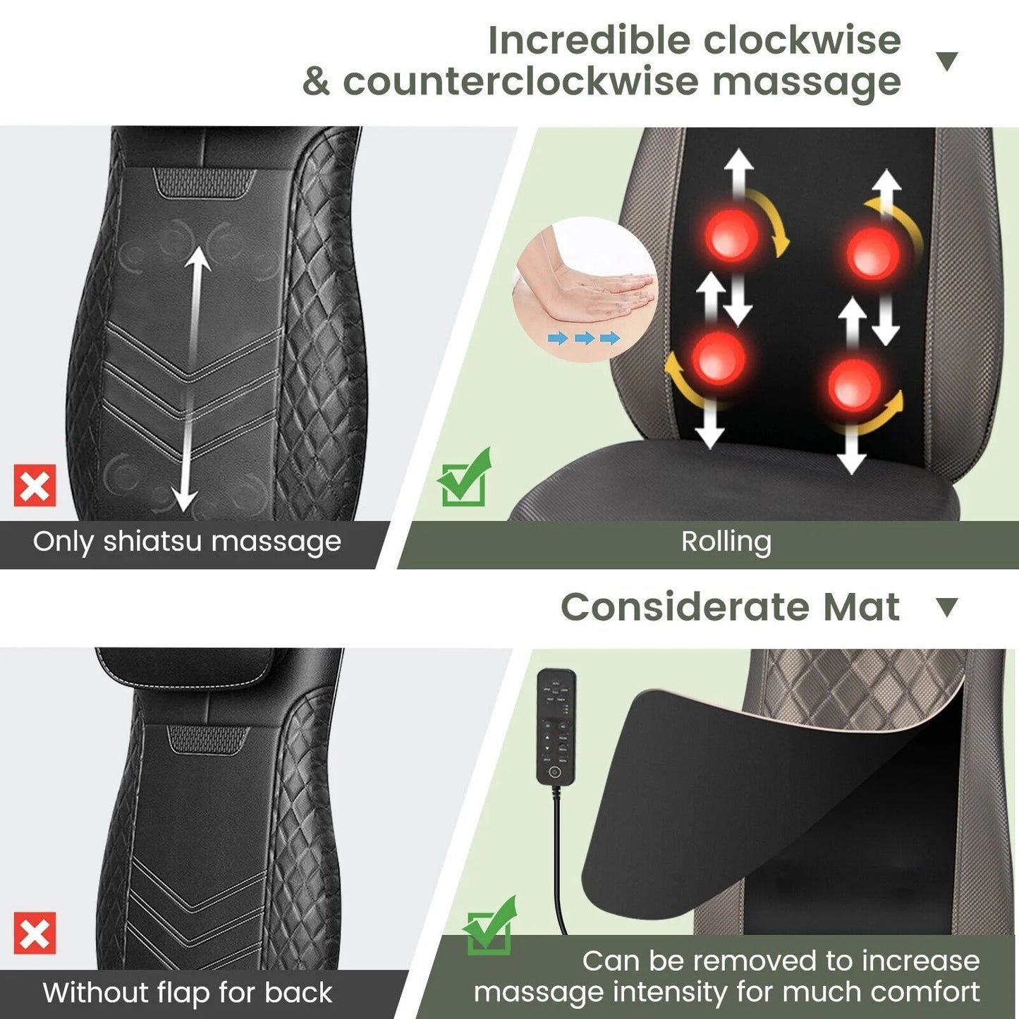 Advanced Back Massager with Heat, Vibration Therapy, and Detachable Neck Pillow