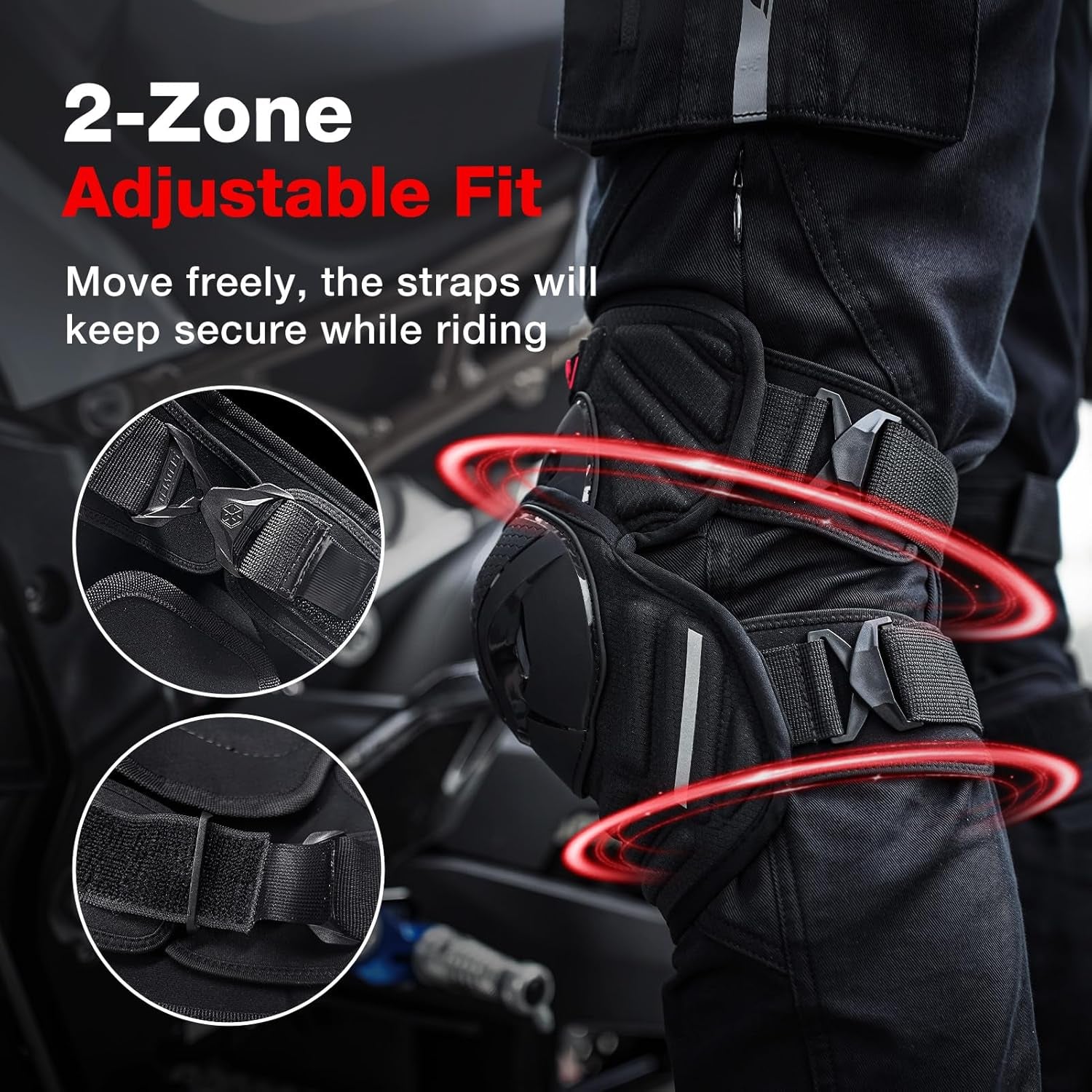 CE Level 1 Motorbike Knee Pads for Adults – Multi-Sport TPU Shell Protective Gear for Motocross, E-Bike, Skateboarding, Roller Skating, Scooter & MTB