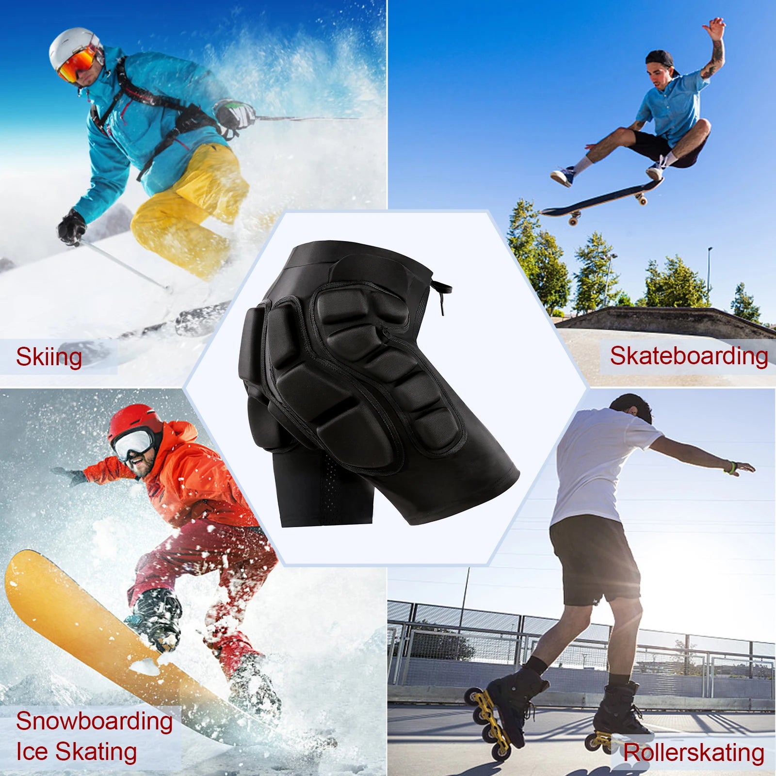 3D Ski Hip Protector Pants Winter Skating Protective Hip Pad Snowboarding Impact Shorts Ski Ice Skating Roller Snowboard Gear