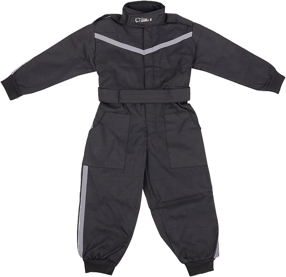 CUB Kids Motocross Suit – Black (9-10 Years) | 1-Piece Junior Race Suit for Boys & Girls | Durable Oxford Quad, ATV & Karting Overalls