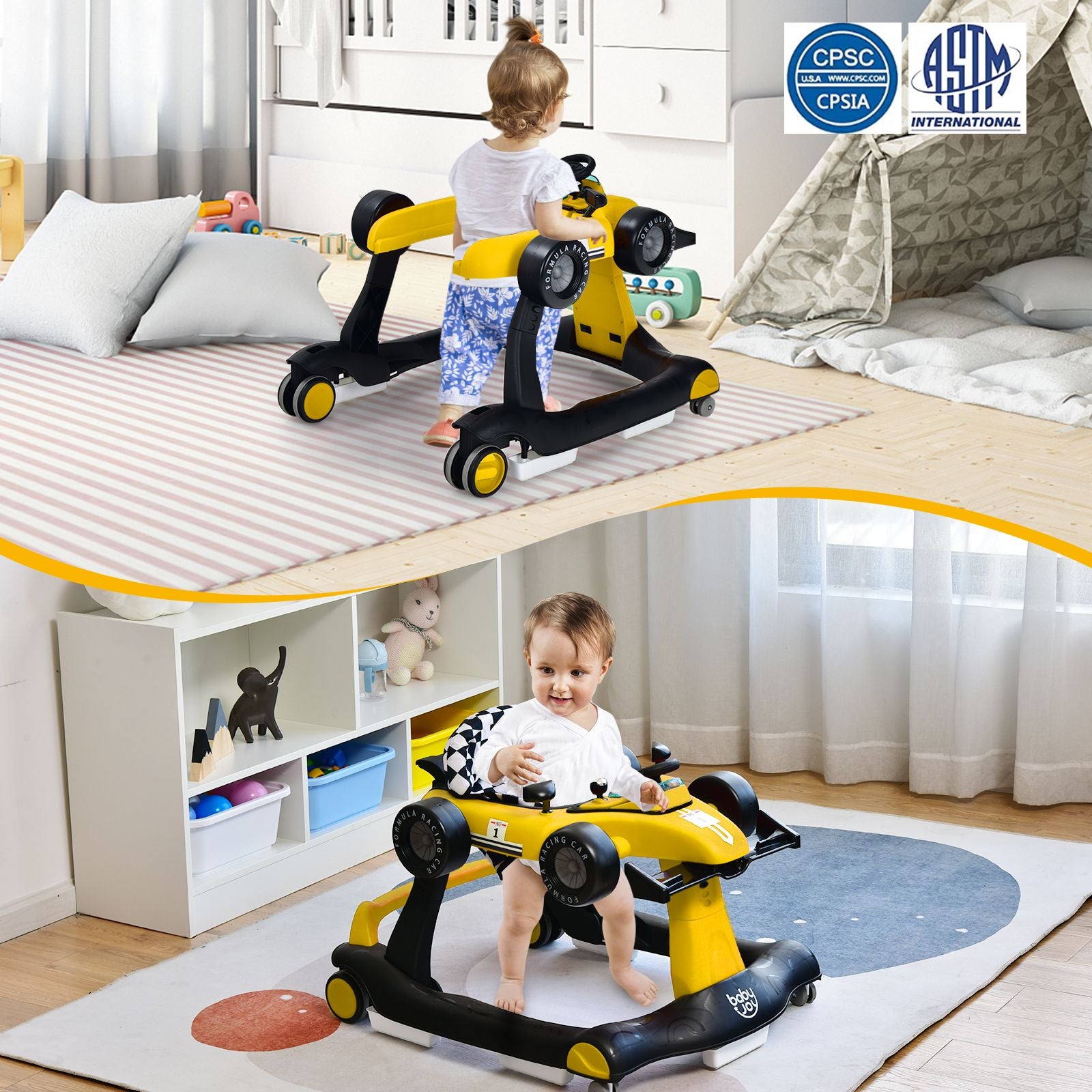 4-in-1 Adjustable Height and Speed Baby Push Walker