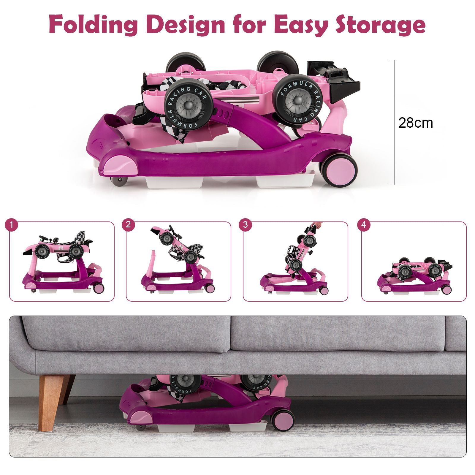 4-in-1 Adjustable Height and Speed Baby Push Walker