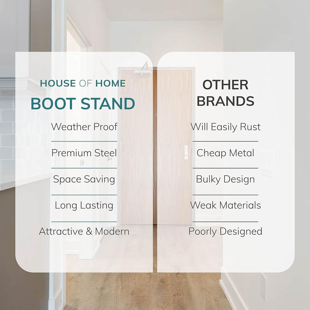 Black Metal Boot Rack – 4 Pair Welly & Shoe Storage Stand, Powder-Coated Steel