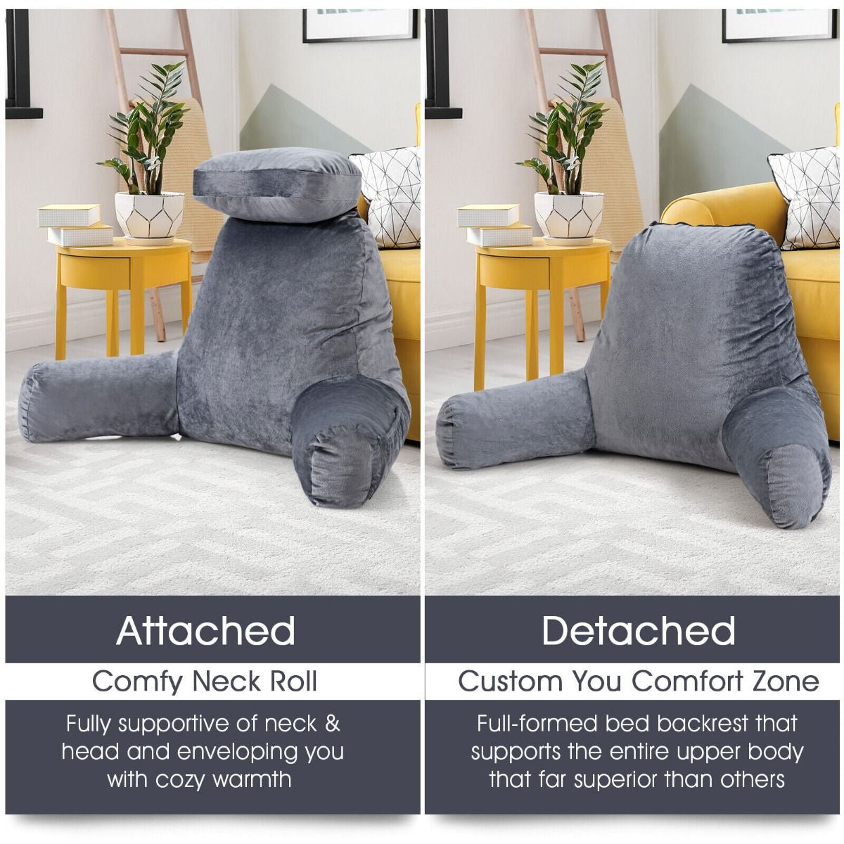 Extra Large Reading Pillow with Removable Neck Support