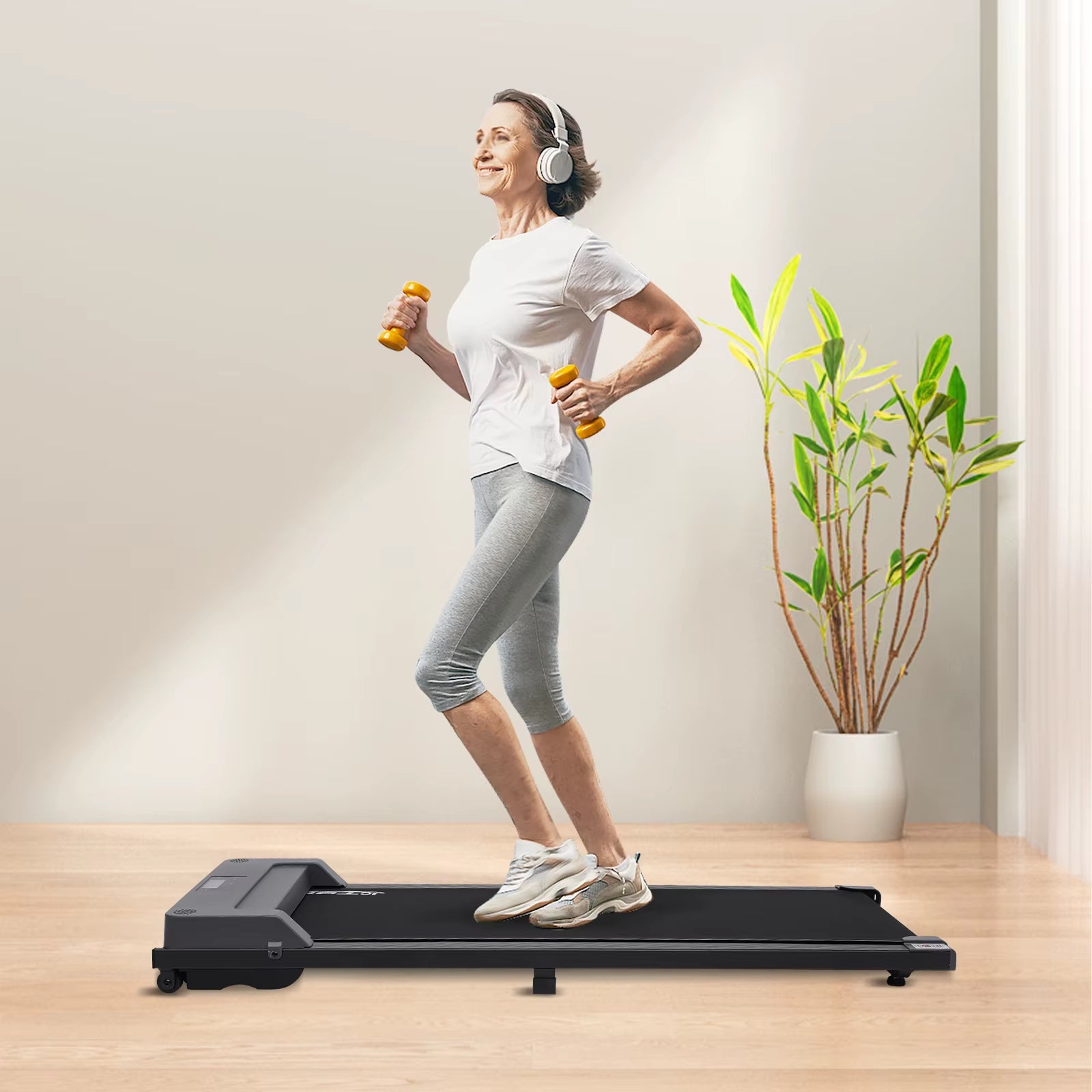 Treadmill under Desk Treadmill W/ LED Display, 220V Electric Treadmill Walking Pad W/ Remote Control, Walking Running Machine