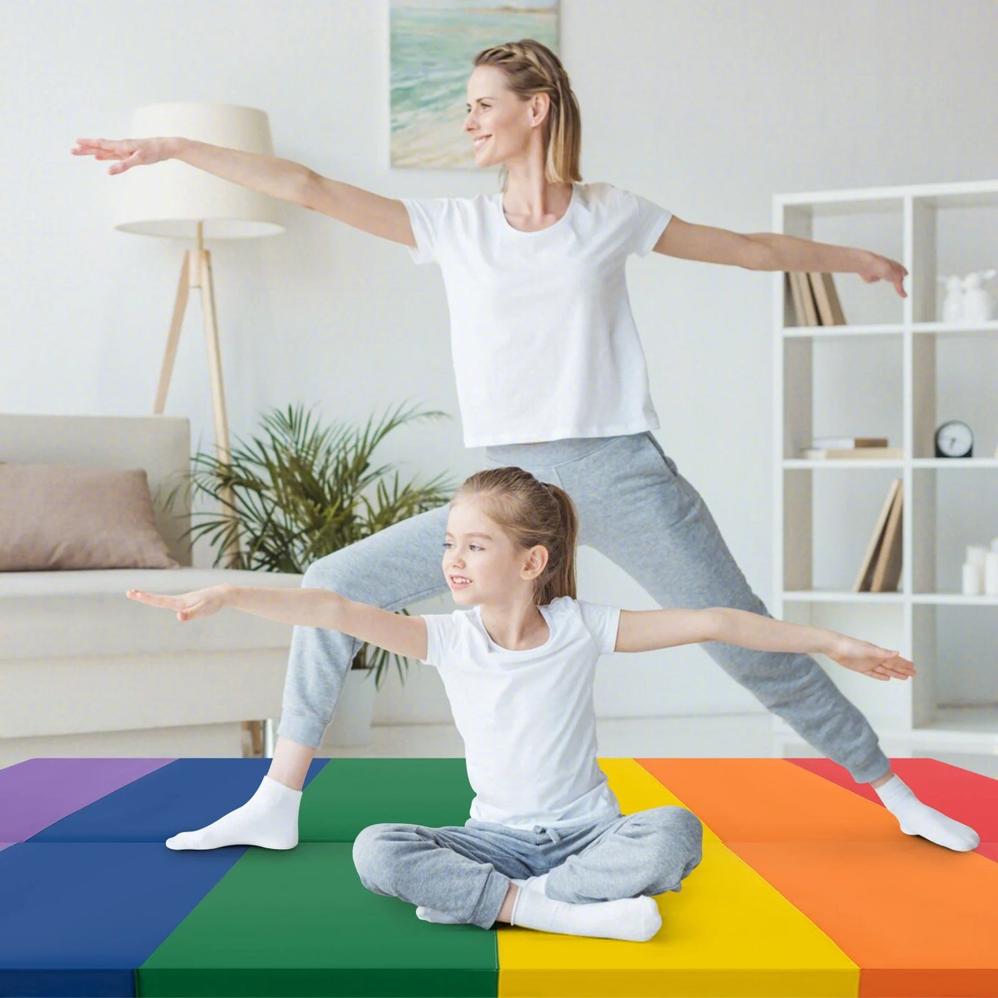 Tri-Fold Thick Tumbling Gymnastics Mat with Hook and Loop Fasteners