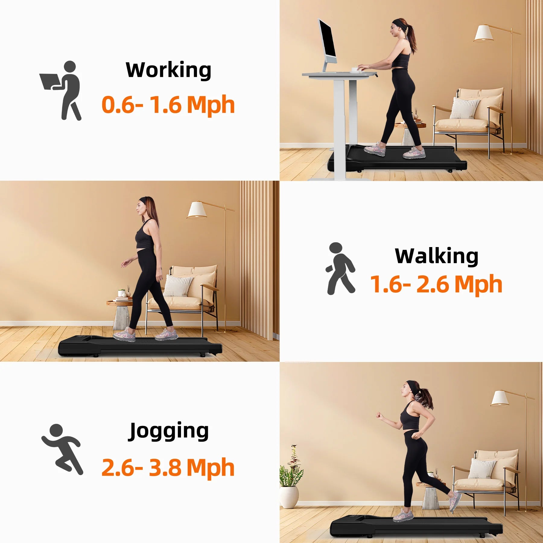 90CM Long Walking Area 200 Lb Walking Pad ,Under Desk Treadmill with Remote Control ,2 in 1 Portable Walking Treadmill for Home