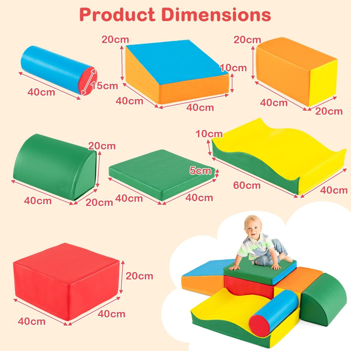 7-Piece Colorful Climbing Toy Set for Toddlers with EPE Foam Safety Features