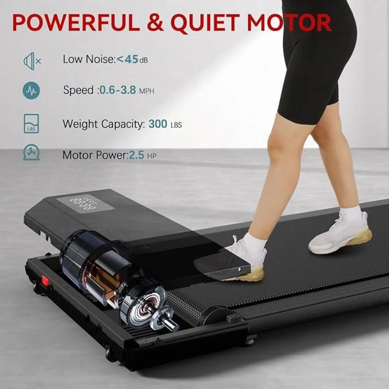 300 Ibs Weight Capacity 2.5 HP 2 in 1 Portable Treadmill for Home with Remote Control LED Display Walking Pad Treadmill