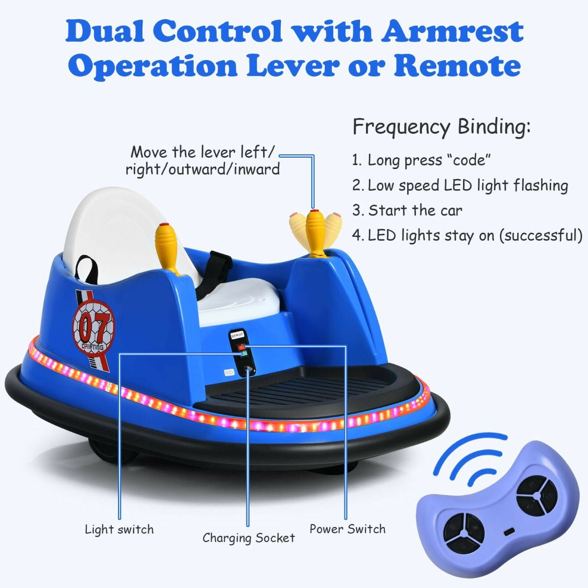 Children's Ride-On Bumper Car with Vibrant Flashing Lights and Music