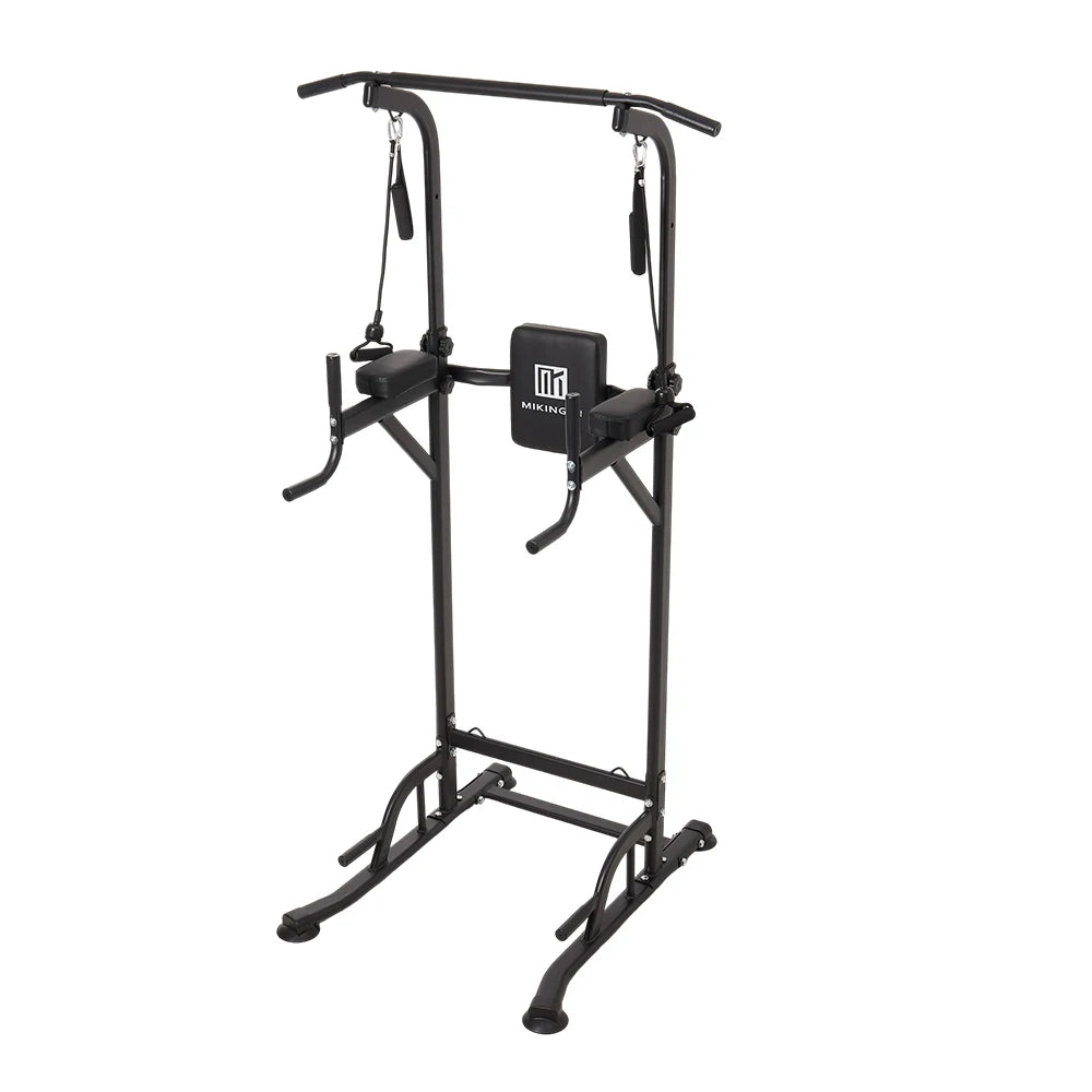 【】Multi-Functional Adjustable Height Power Tower Dip Station Pull up Bar