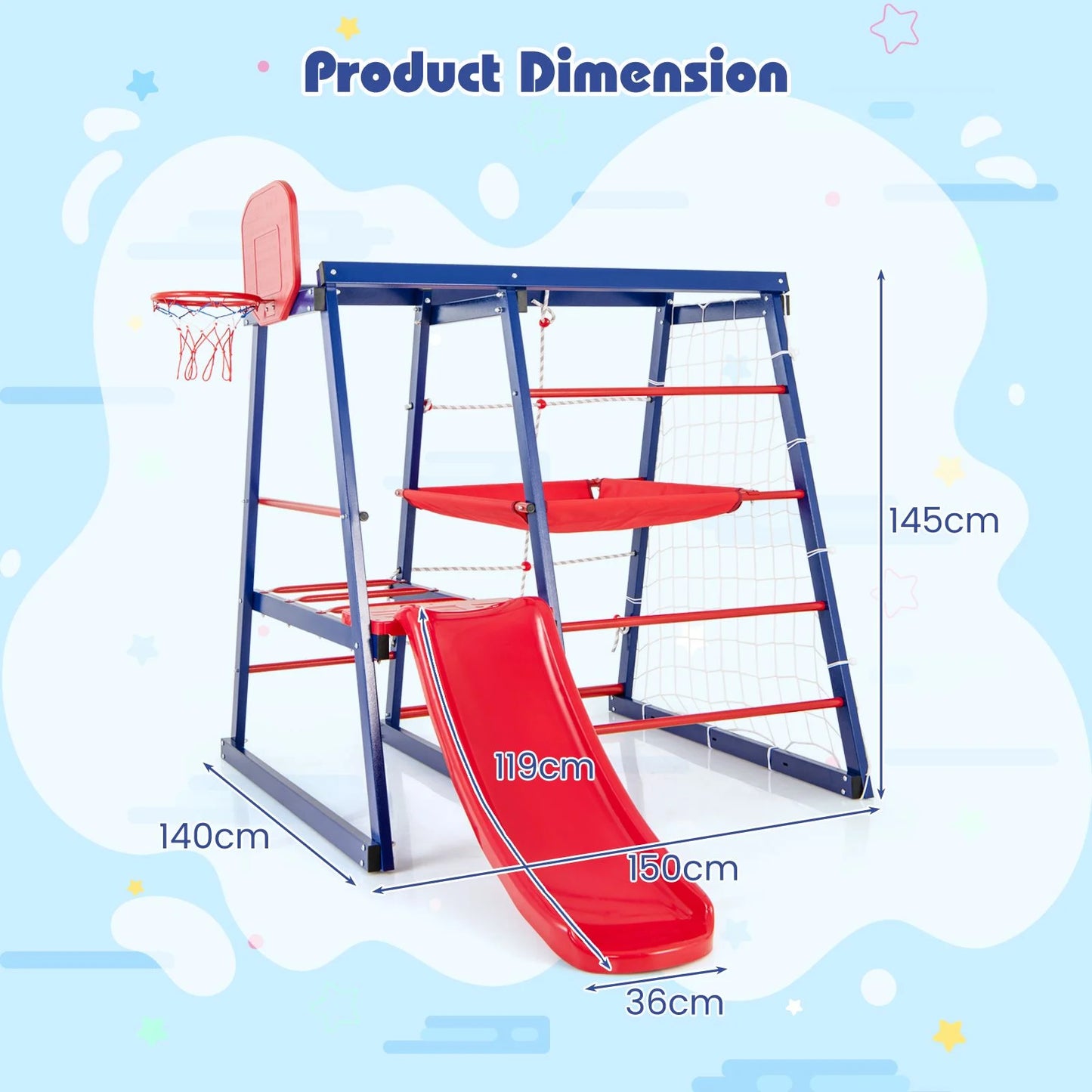 7-in-1 Jungle Gym Playset for Toddlers Aged 3-7