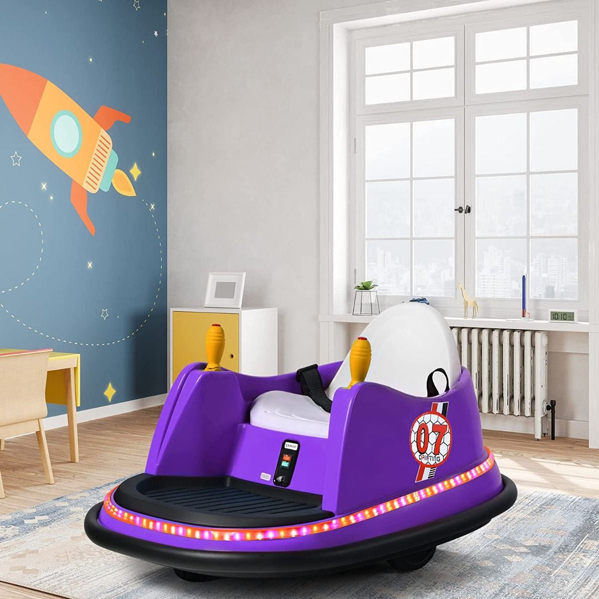 Children's Ride-On Bumper Car with Vibrant Flashing Lights and Music