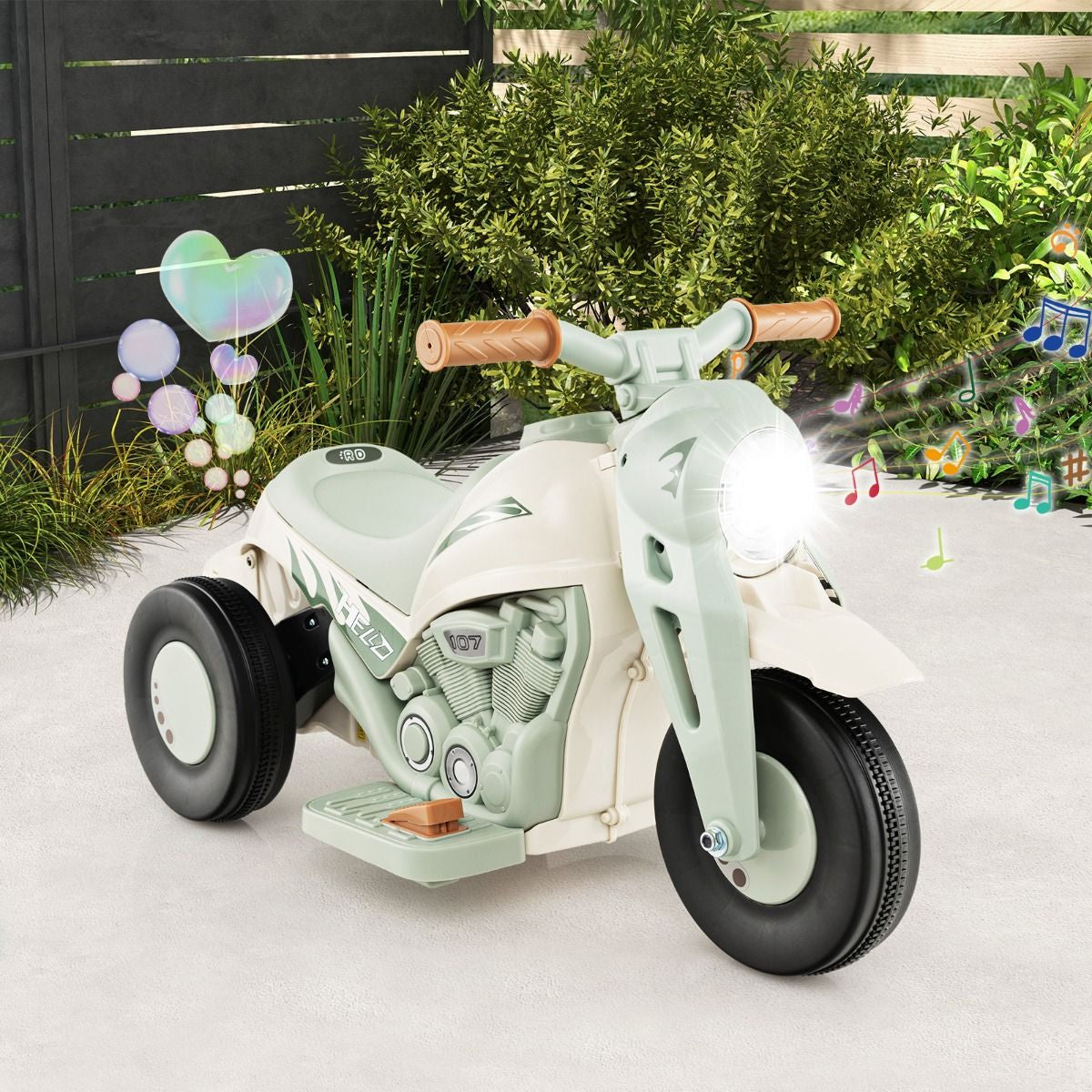 6V Electric Kids Ride-On Motorcycle with Bubble Maker