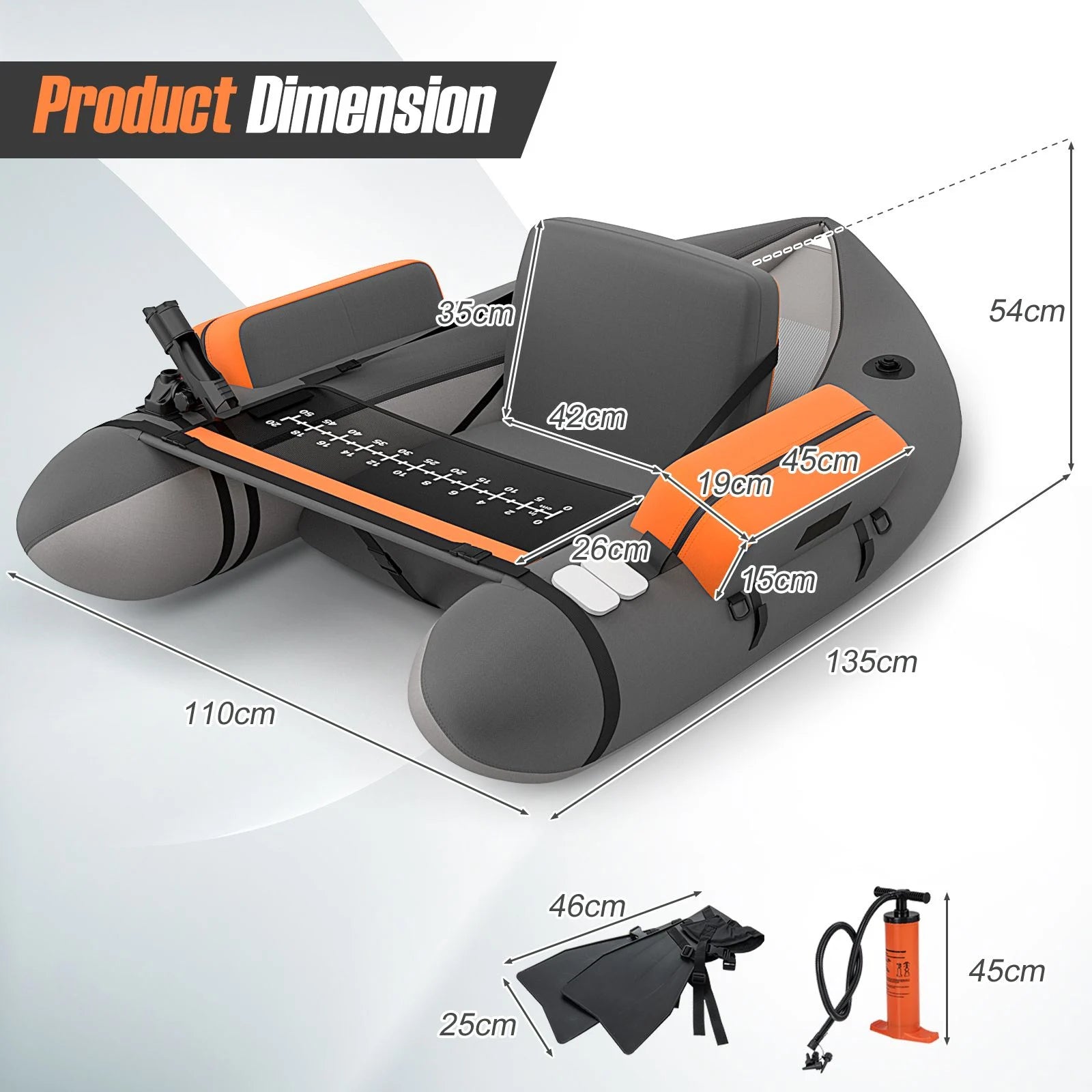 Inflatable Fishing Float Tube with Pump, Paddle, and Storage Compartments