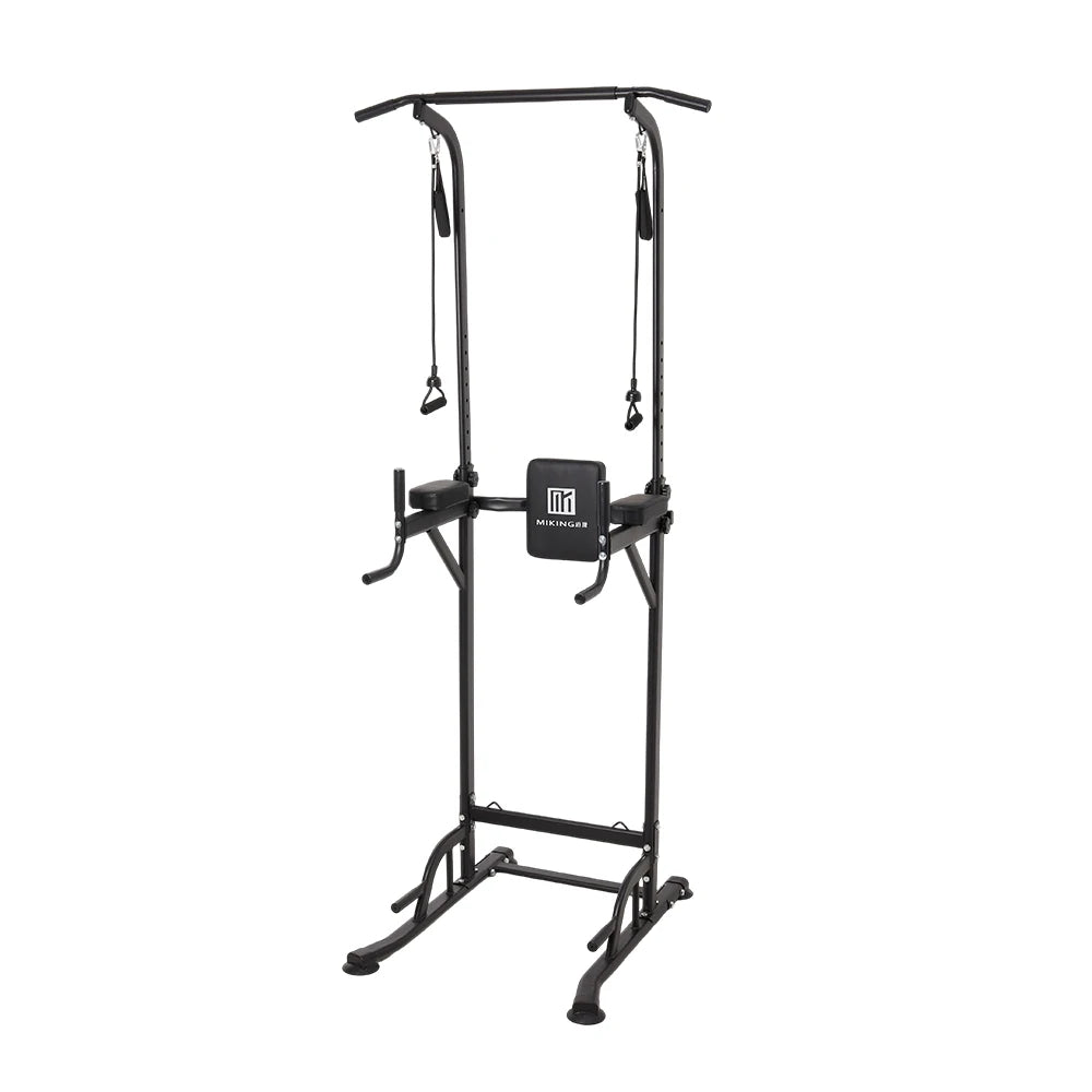 【】Multi-Functional Adjustable Height Power Tower Dip Station Pull up Bar