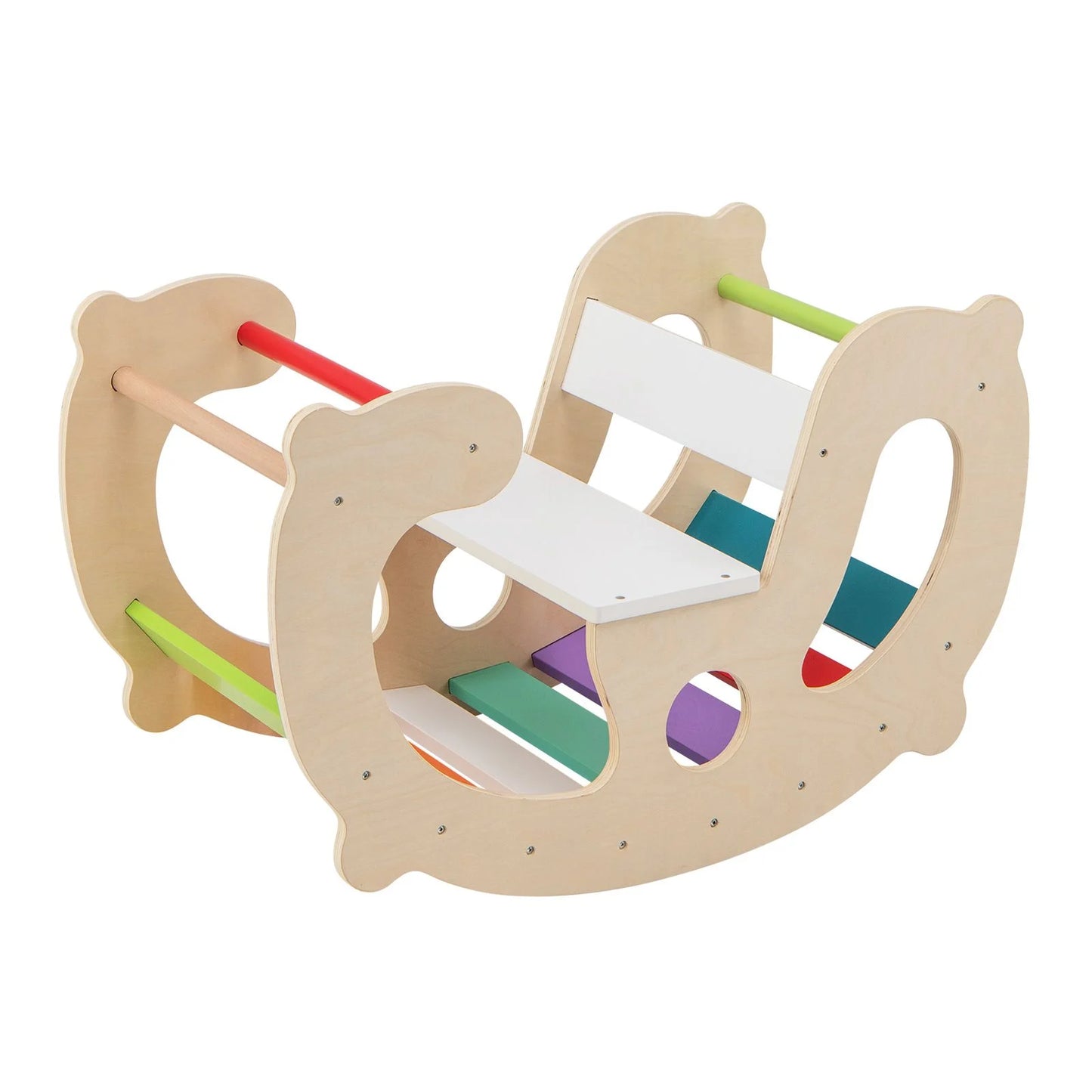 2-in-1 Montessori Wooden Rocking Horse & Climbing Arch for Toddlers | Balance Trainer Rocker | Indoor Play Toy Ages 1+