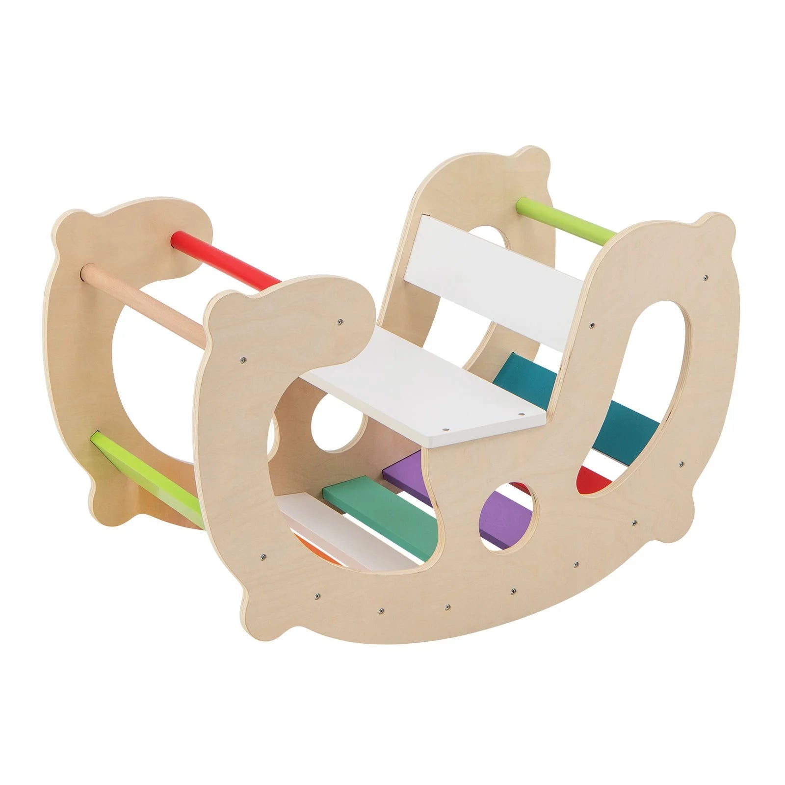 2-in-1 Montessori Wooden Rocking Horse & Climbing Arch for Toddlers | Balance Trainer Rocker | Indoor Play Toy Ages 1+