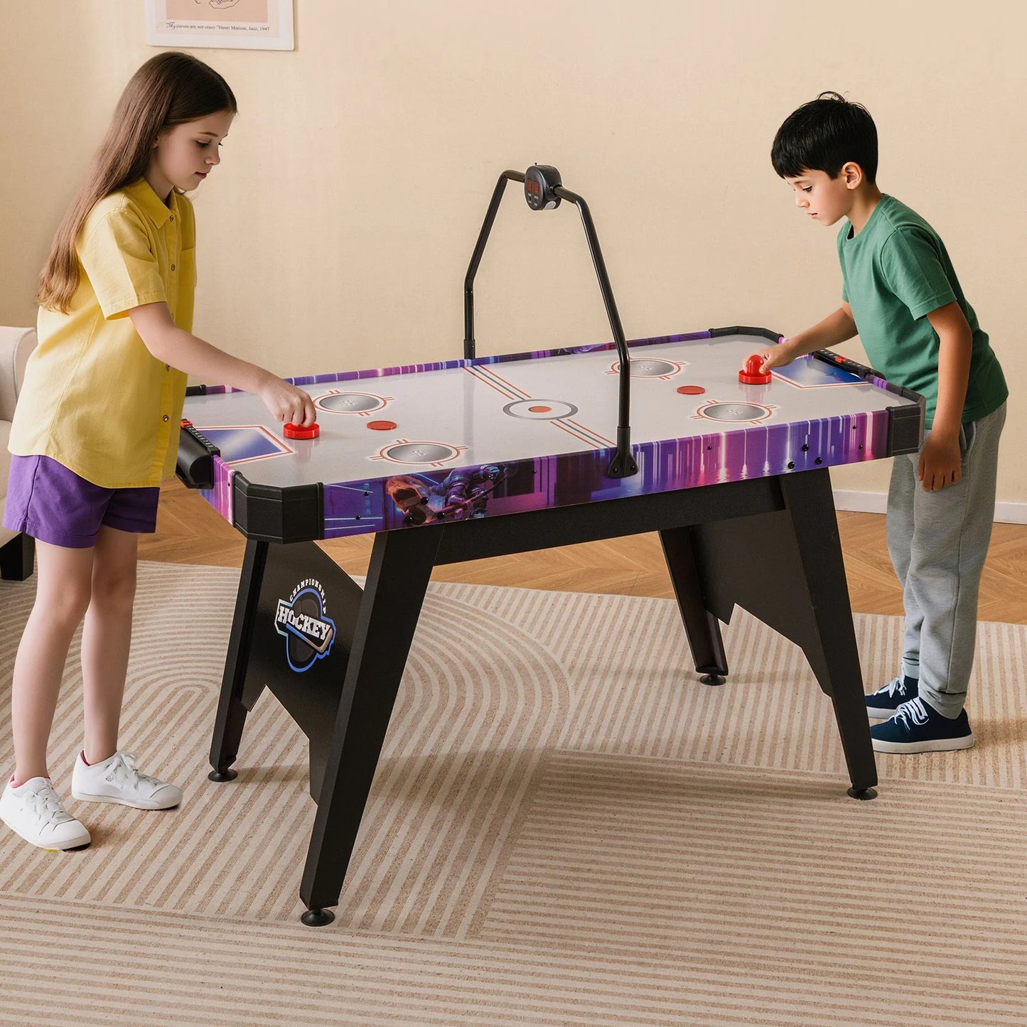 Exciting 144 CM Air Hockey Table with 2 Pucks and 2 Pushers - Perfect for Family Fun and Competitive Play!