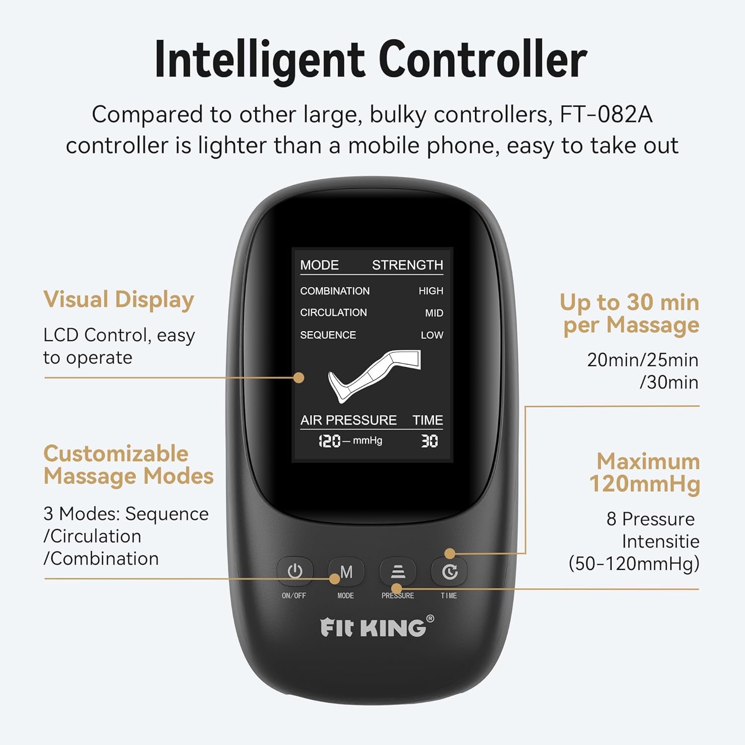 FIT KING Leg Recovery Boots | Compression Massage Machine for Pain Relief, Circulation & Muscle Recovery (Available in S / M / L)| Foot, Calf & Thigh Air Compression Massager with LCD Display