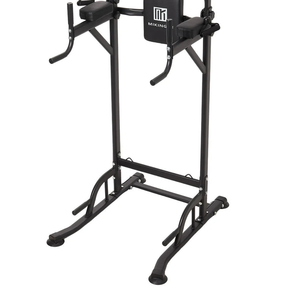 【】Multi-Functional Adjustable Height Power Tower Dip Station Pull up Bar