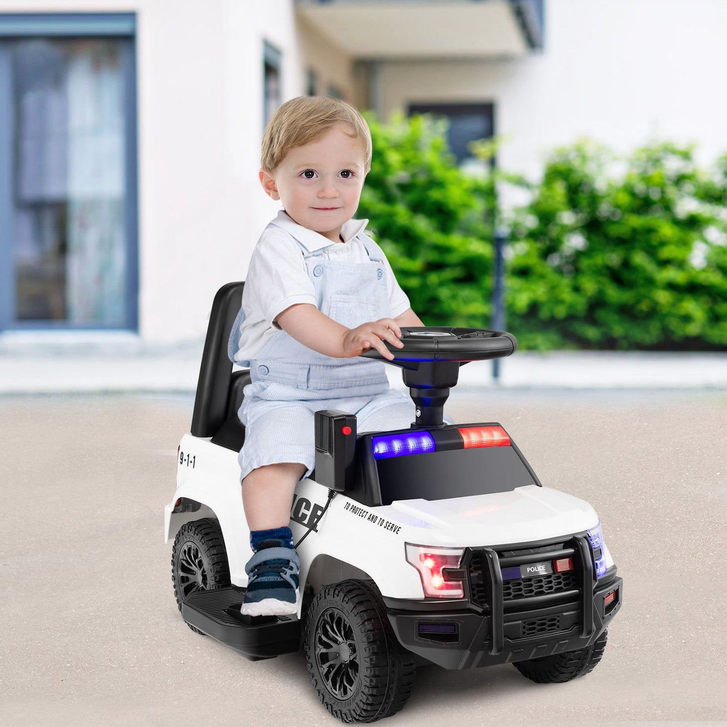 6V Kids Ride-On Police Car with Siren Lights, Megaphone & Hidden Storage | Electric Ride-On Toy for Toddlers