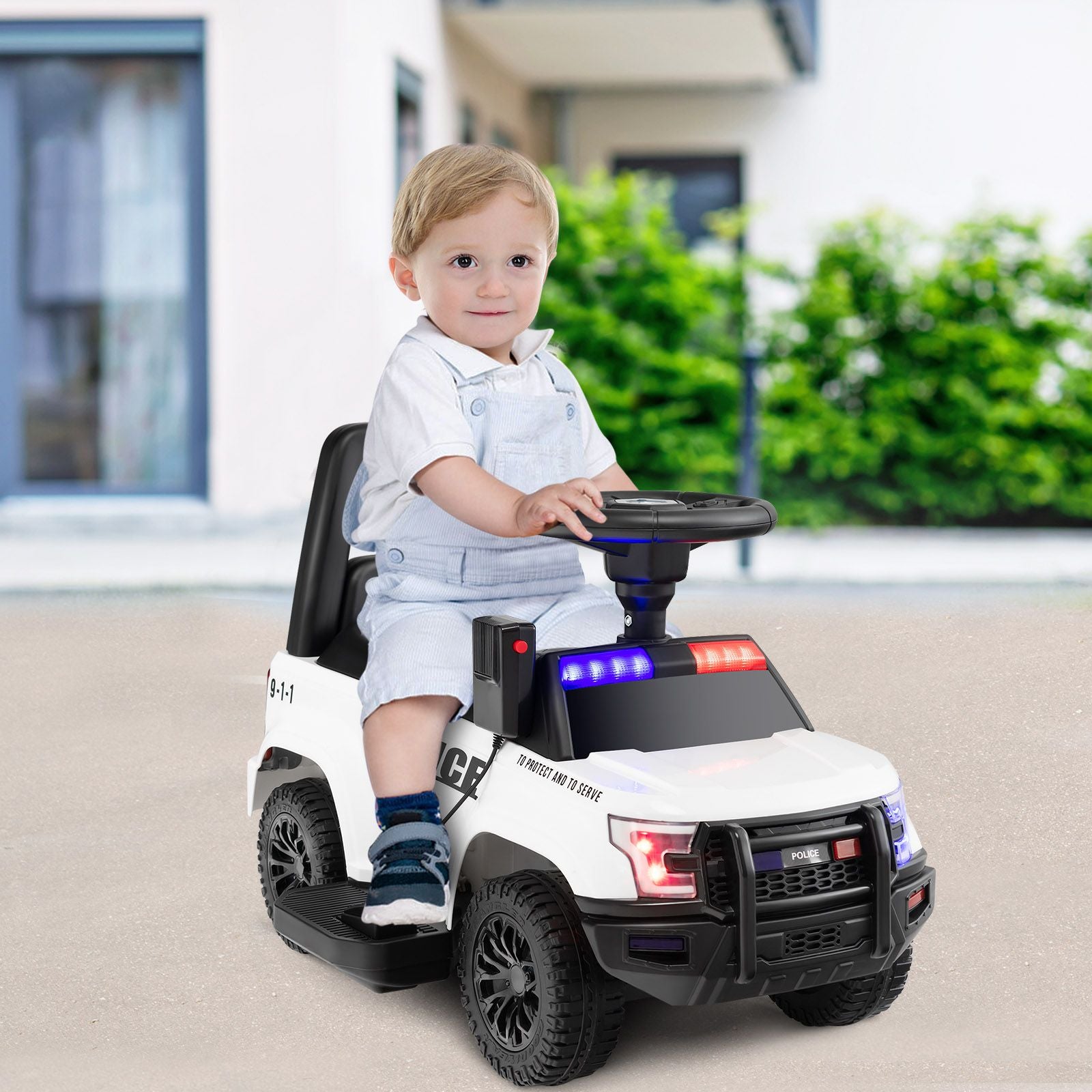 6V Kids Ride-On Police Car with Siren Lights, Megaphone & Hidden Storage | Electric Ride-On Toy for Toddlers