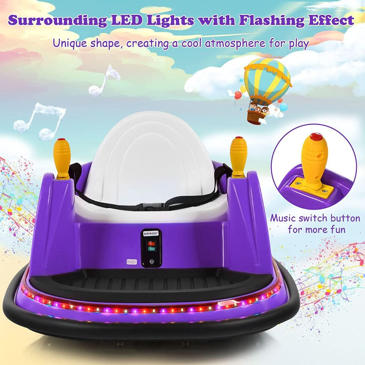 Children's Ride-On Bumper Car with Vibrant Flashing Lights and Music