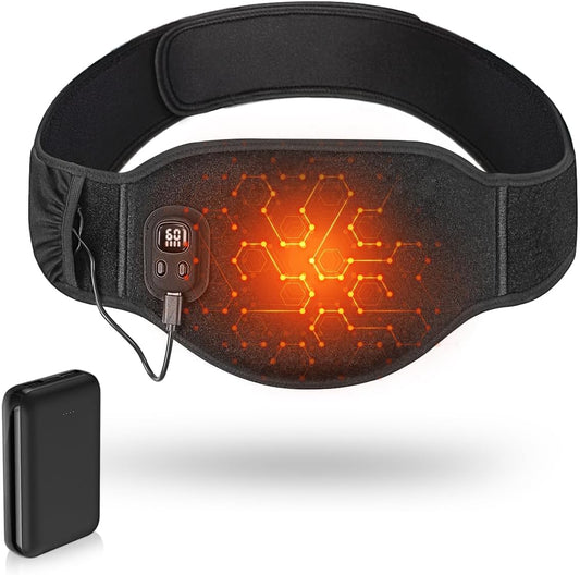 Rechargeable Menstrual Heating Pad with 8000mAh Power Bank | 4 Heat Levels & Auto-Off | Period Pain Relief Belt for Lower Back, Waist & Abdomen | Portable Cramp Relief Gift for Women & Girls – Black