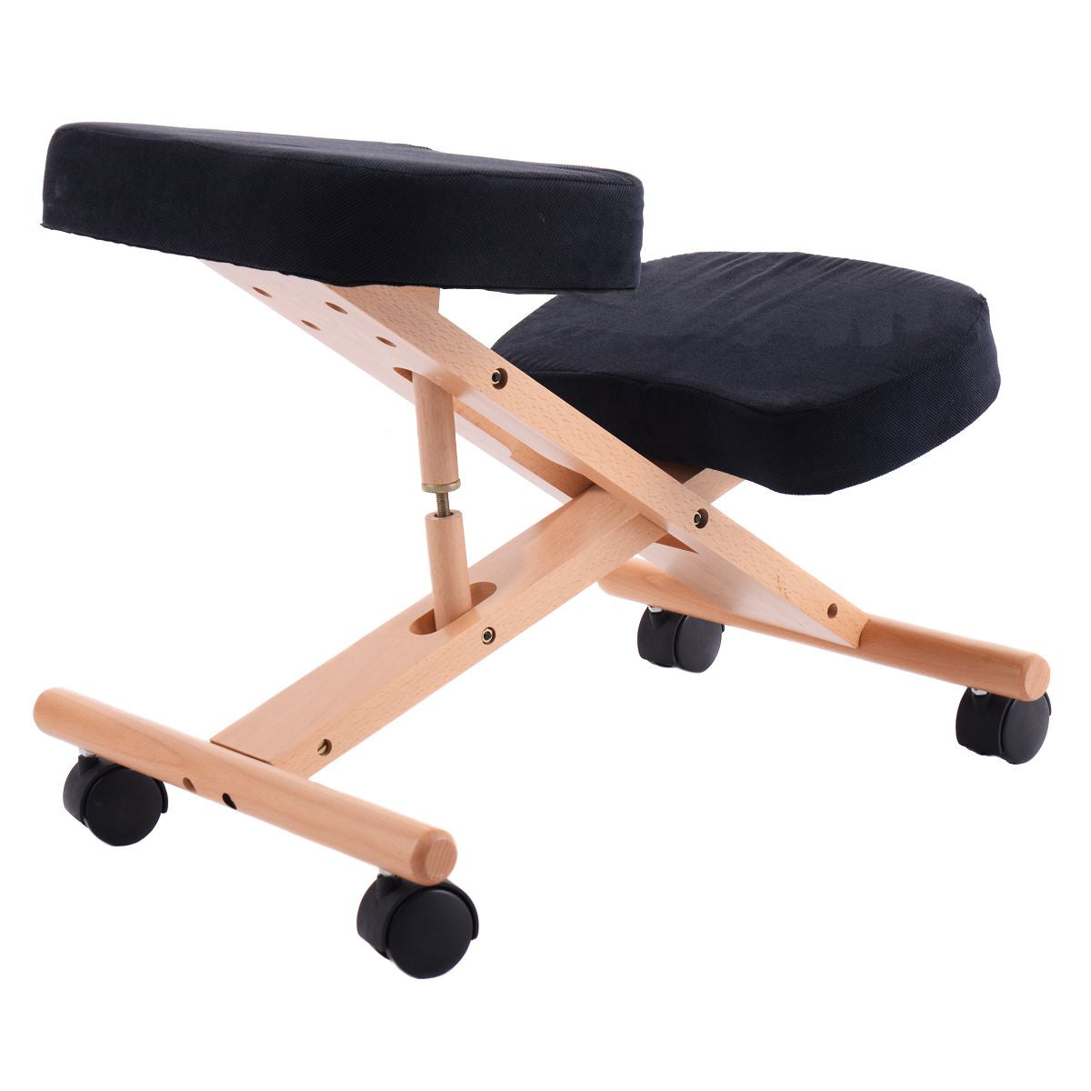 Adjustable Wood Posture Stool for Enhanced Comfort in Gaming and Computer Work