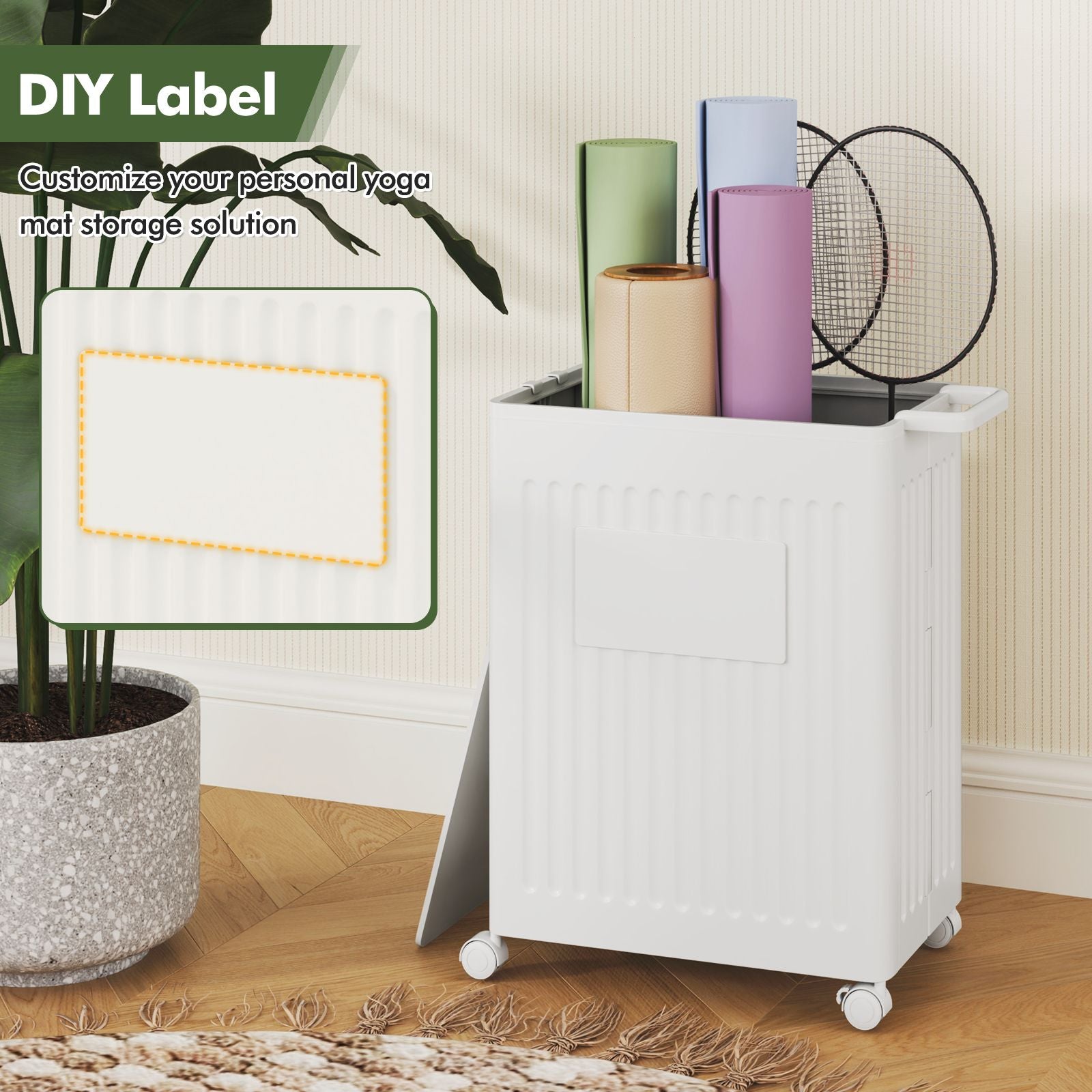 Rolling Yoga Mat Storage Basket Collapsible Laundry Hamper