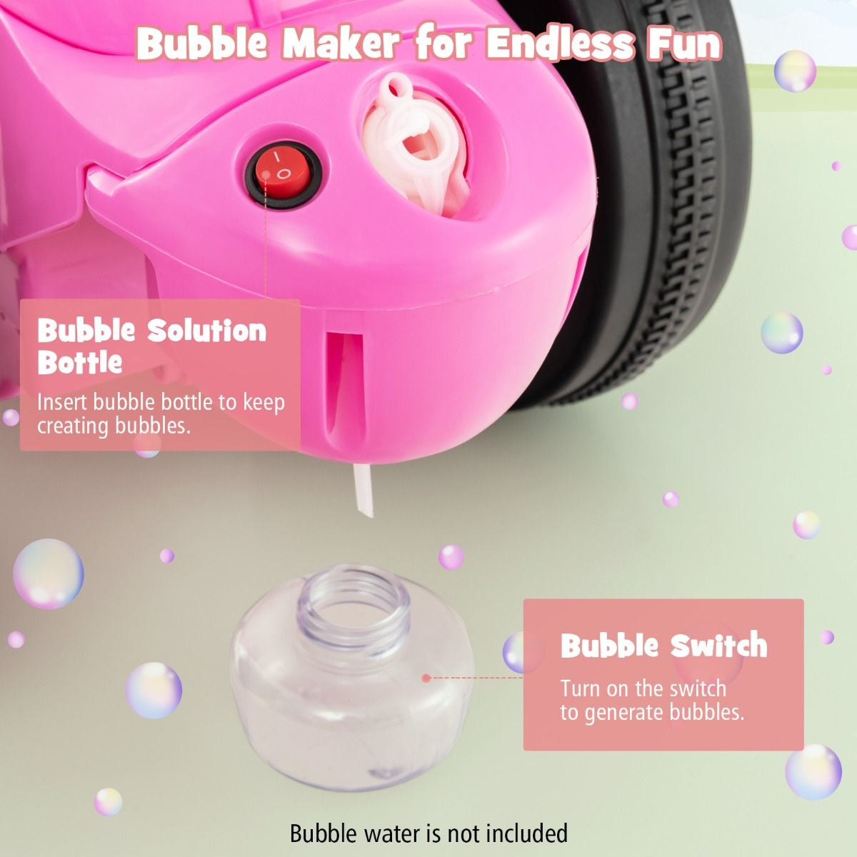 6V Electric Kids Ride-On Motorcycle with Bubble Maker