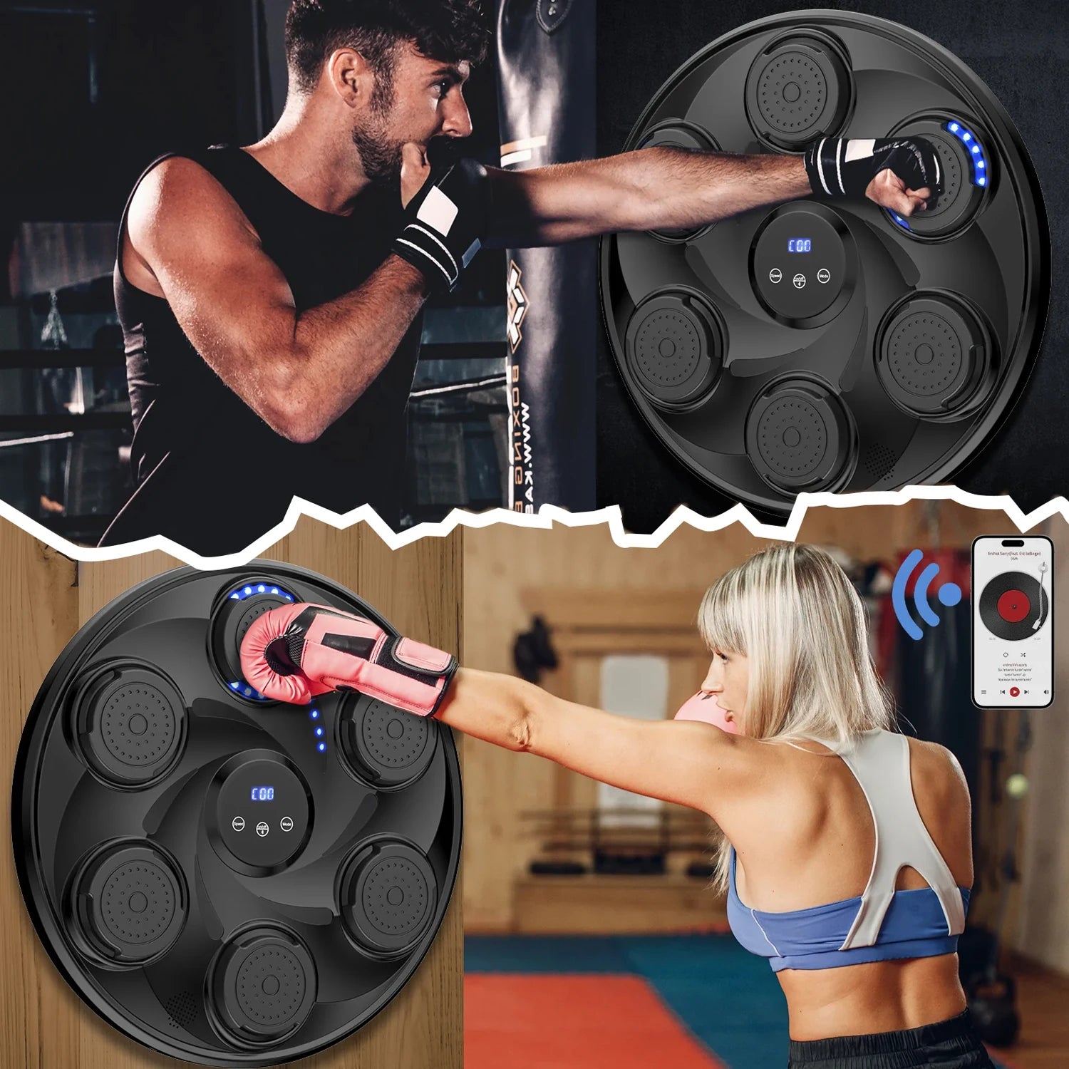 Music Boxing Machine Smart Music Boxing Machine Musical Boxing Machine Wall Mounted 9 Mode/Speed Adjustment Bluetooth Connection
