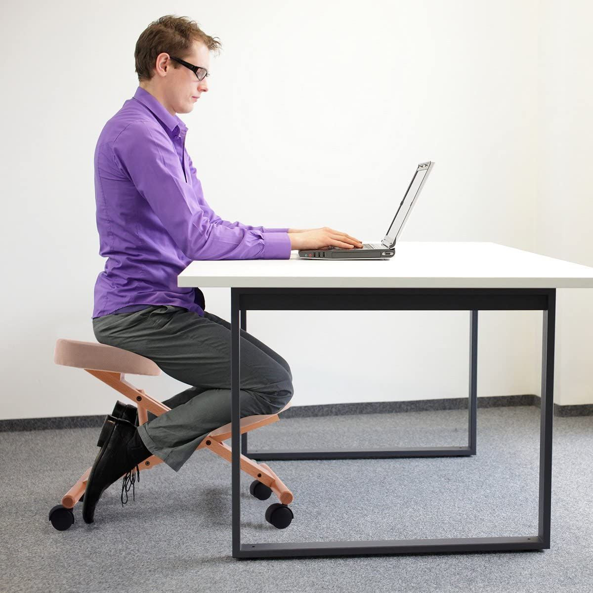Adjustable Wood Posture Stool for Enhanced Comfort in Gaming and Computer Work