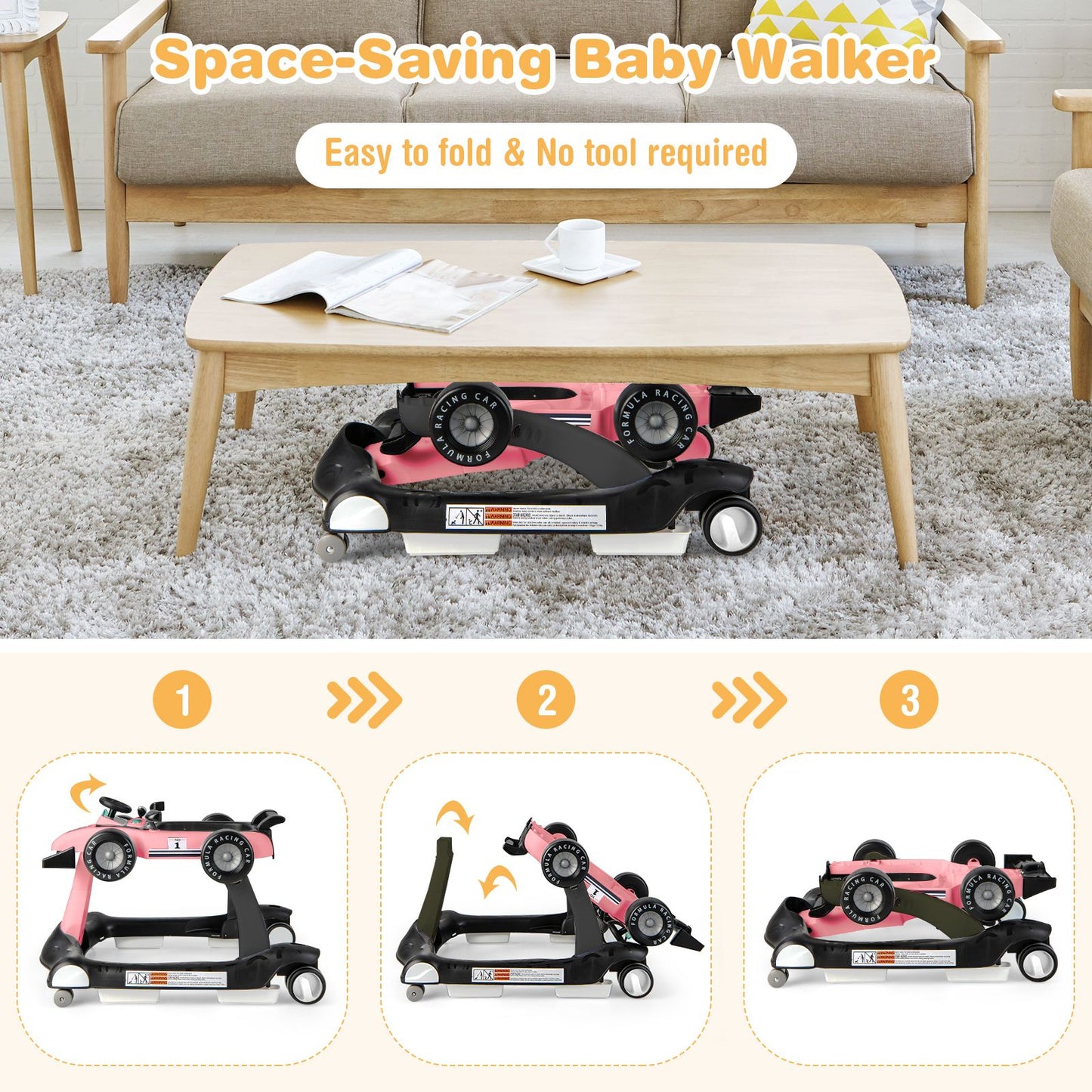 4-in-1 Adjustable Height and Speed Baby Push Walker