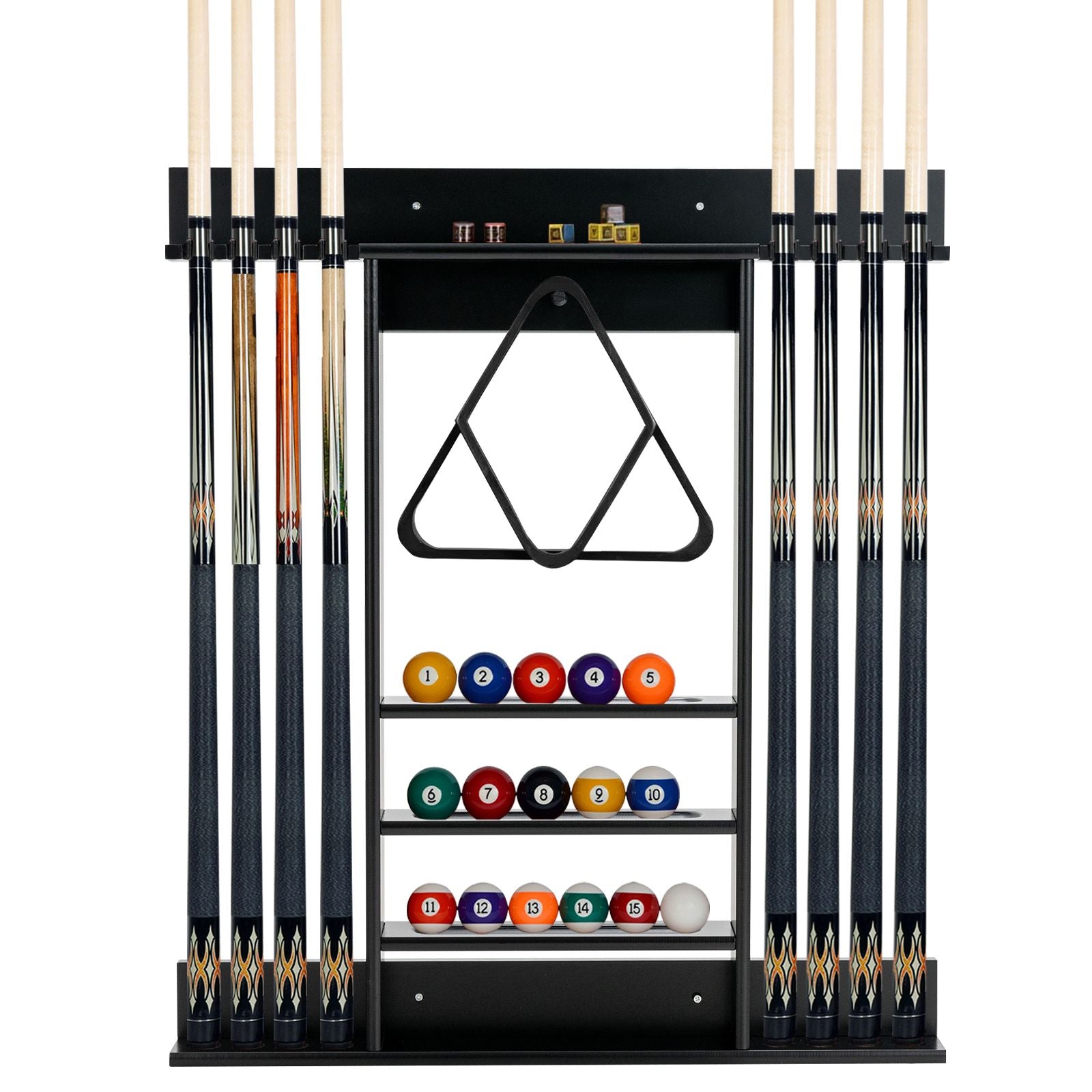 Wall-Mounted Billiard Cue Rack for Pool Sticks