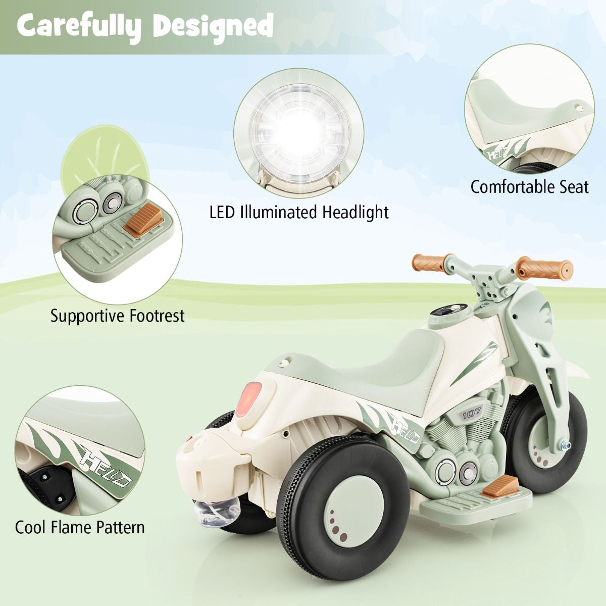 6V Electric Kids Ride-On Motorcycle with Bubble Maker