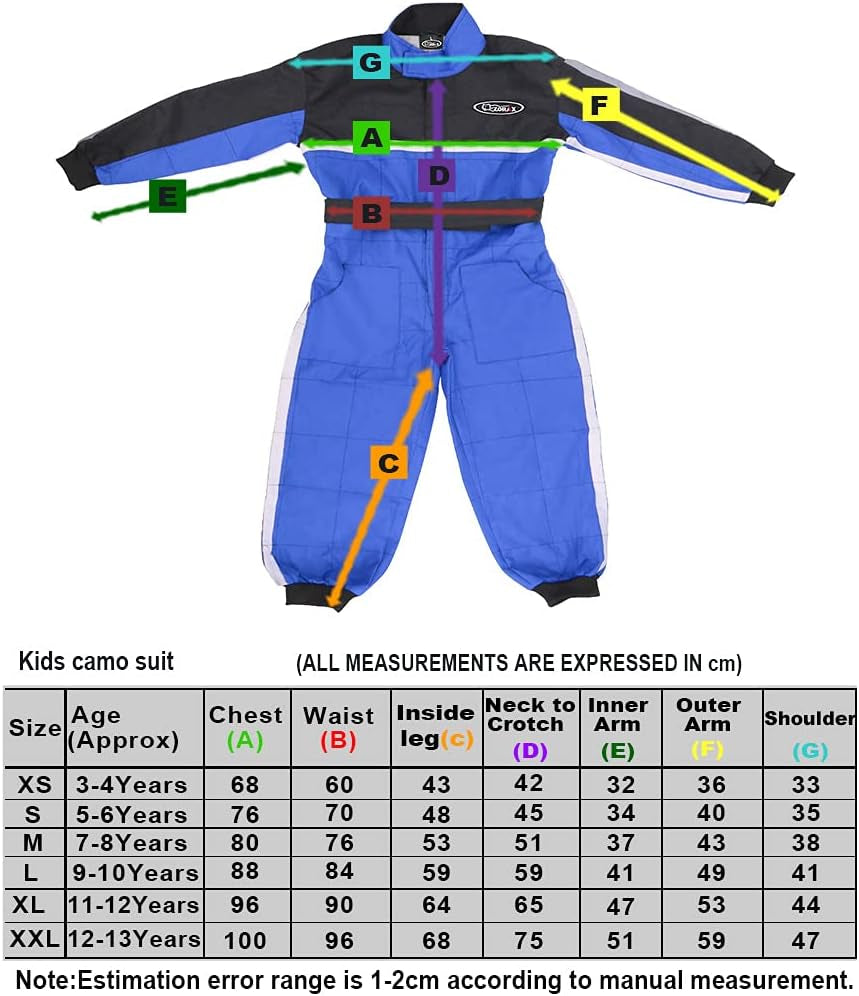 CUB Kids Motocross Suit – Black (9-10 Years) | 1-Piece Junior Race Suit for Boys & Girls | Durable Oxford Quad, ATV & Karting Overalls