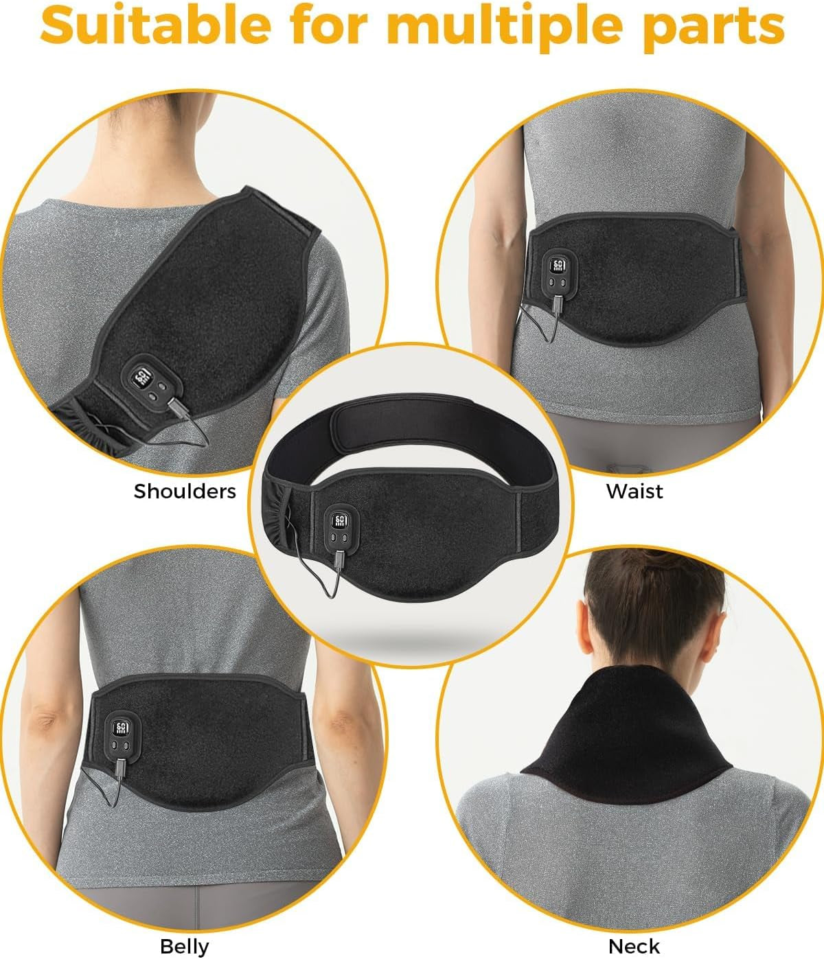 Rechargeable Menstrual Heating Pad with 8000mAh Power Bank | 4 Heat Levels & Auto-Off | Period Pain Relief Belt for Lower Back, Waist & Abdomen | Portable Cramp Relief Gift for Women & Girls – Black