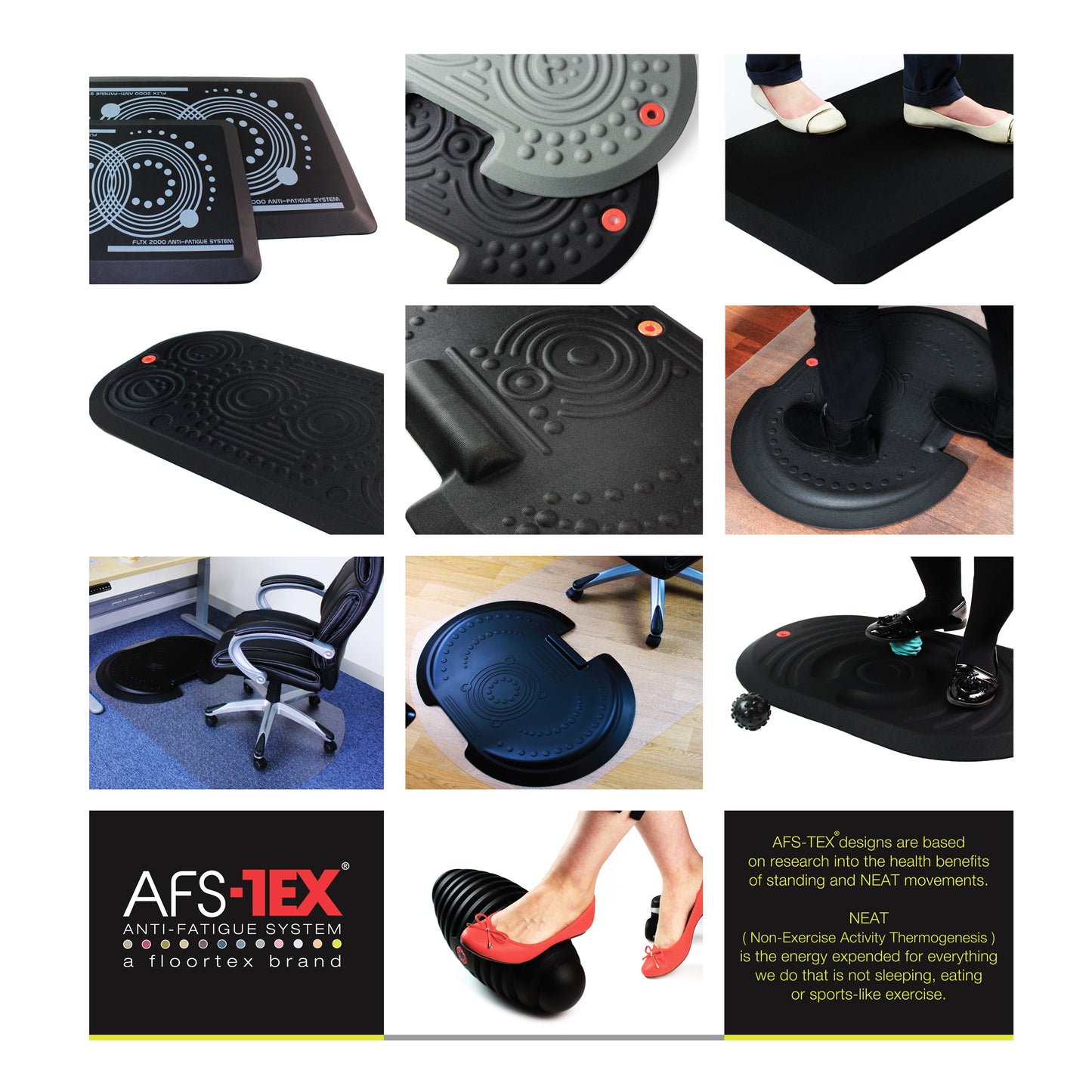 AFS-TEX® 3000X Active Anti-Fatigue Mat – Black 50 x 100cm