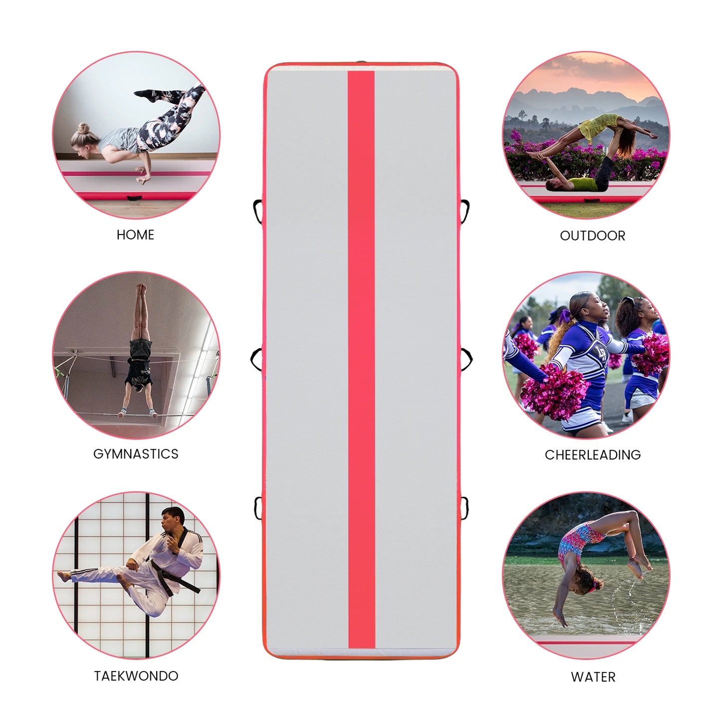 [UK Direct]  10Ft Inflatable Air Gymnastic Mat, 4 Inches Thickness Air Tumble Track with Electric Air Pump,Dubrable Material Air Mat for Home Use/Training/Cheerleading/Yoga/Water