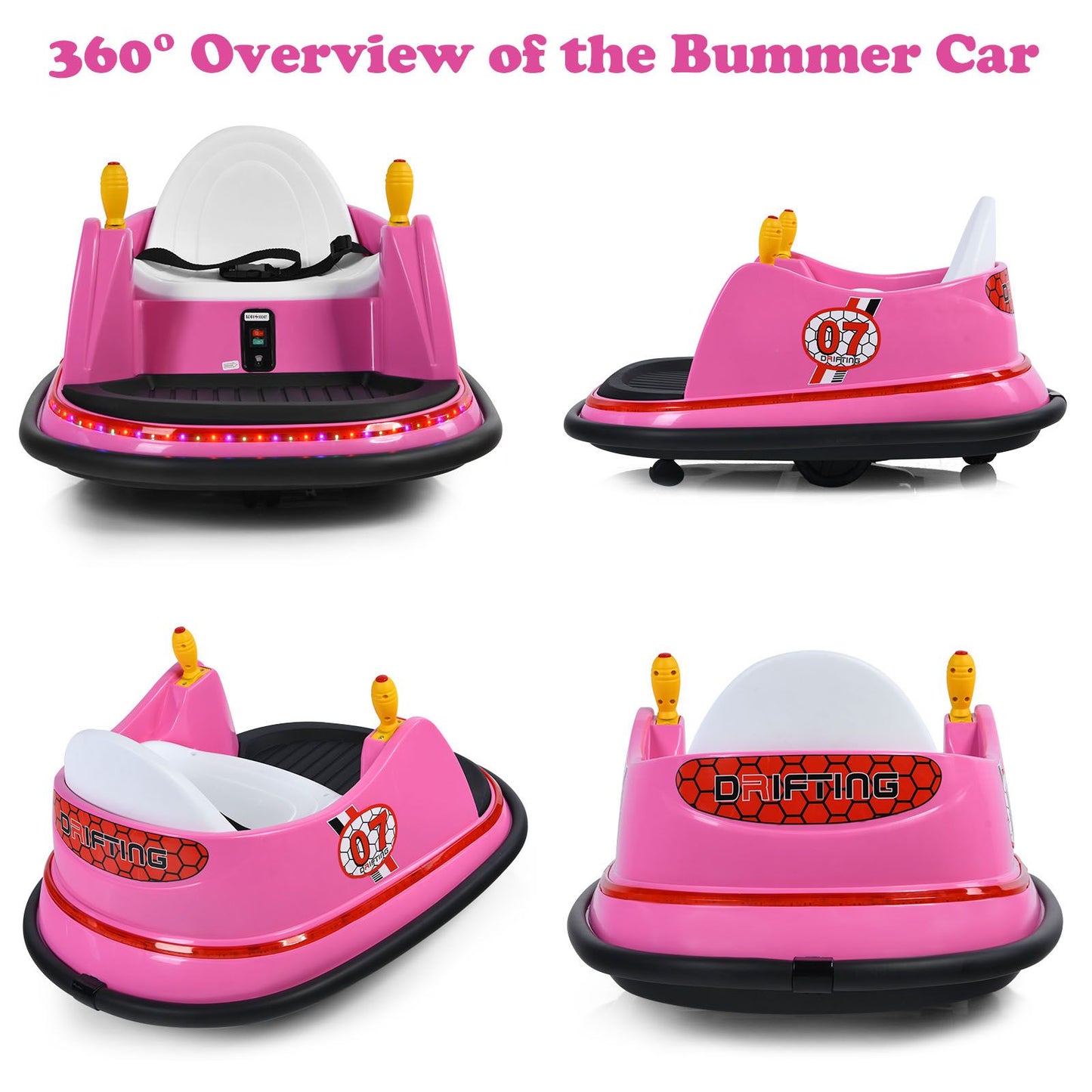 Children's Ride-On Bumper Car with Vibrant Flashing Lights and Music