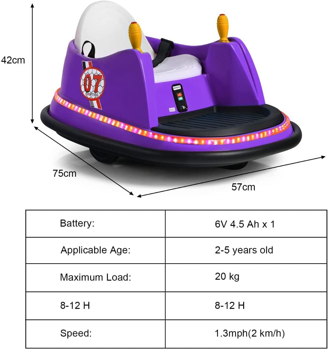 Children's Ride-On Bumper Car with Vibrant Flashing Lights and Music