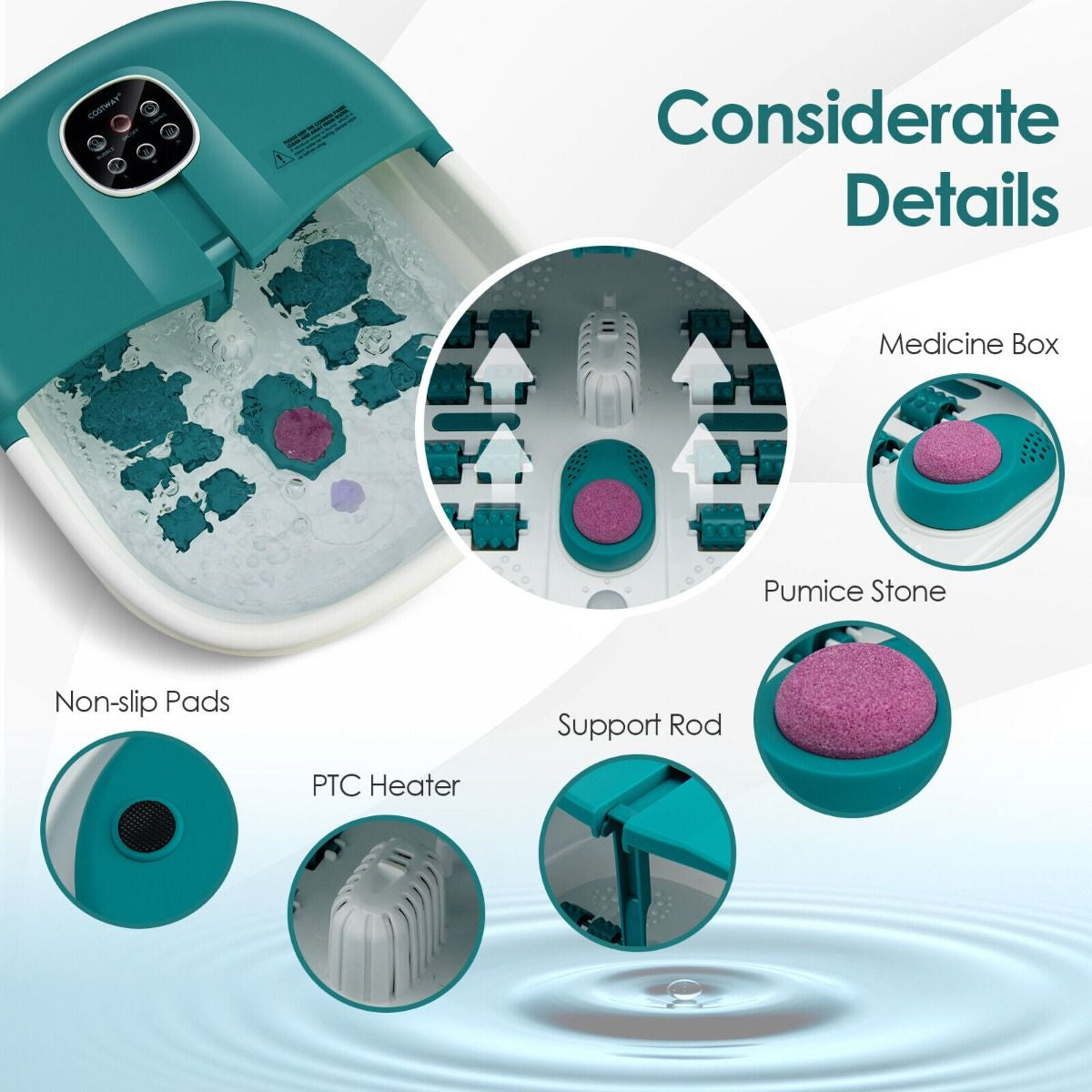 Deluxe Foot Spa Massager with Heat, Bubbles, and Remote Control