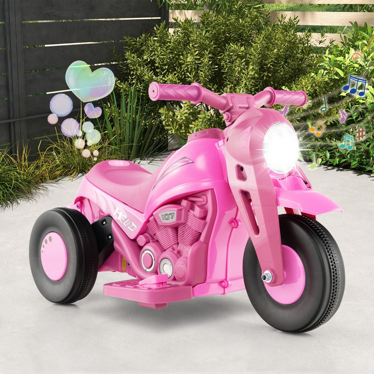6V Electric Kids Ride-On Motorcycle with Bubble Maker